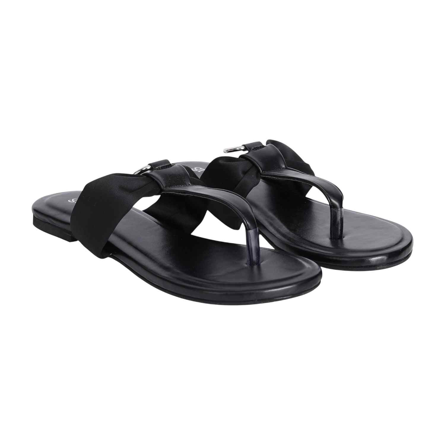 Women's Black Knot Detail Ring Flats