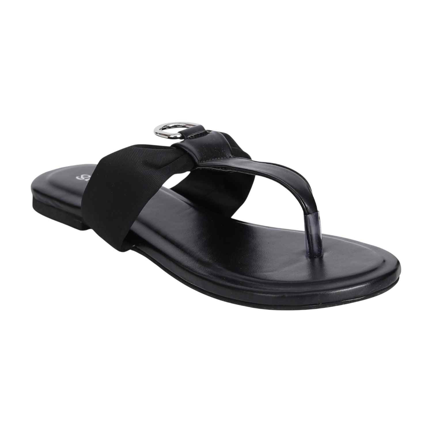 Women's Black Knot Detail Ring Flats