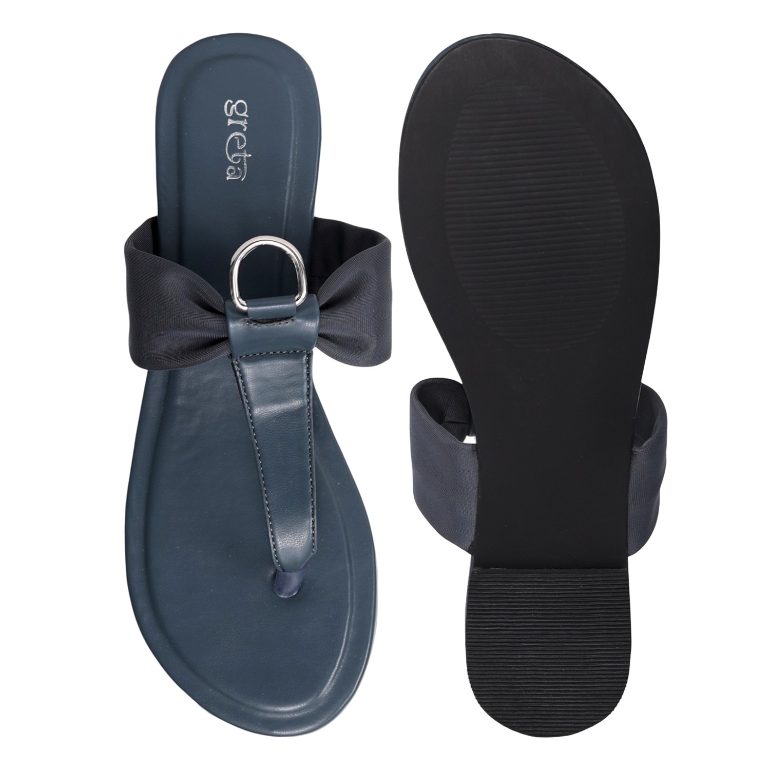 Women's Black Knot Detail Ring Flats