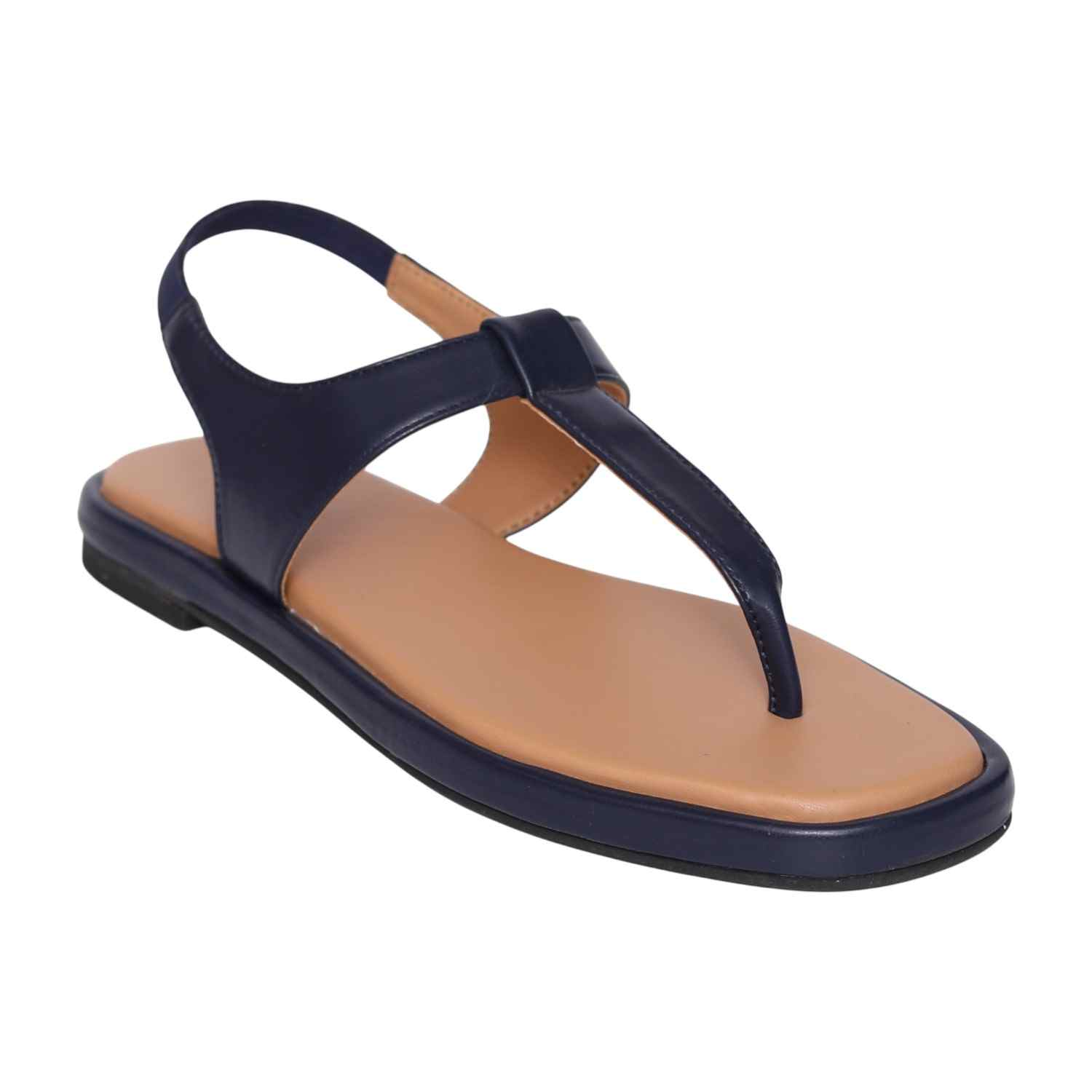 Women’s Navy T-Strap Flat Sandals
