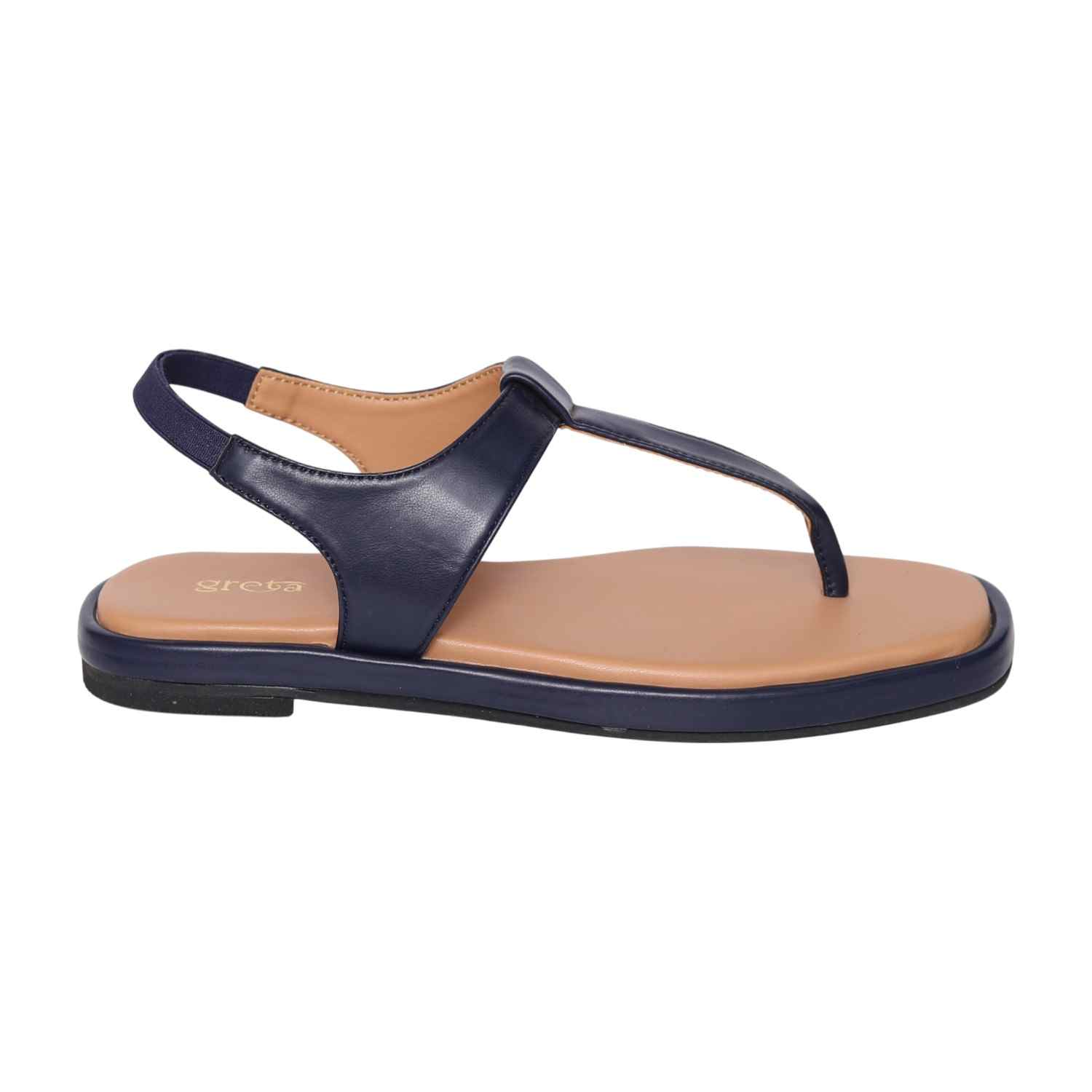 Women’s Navy T-Strap Flat Sandals