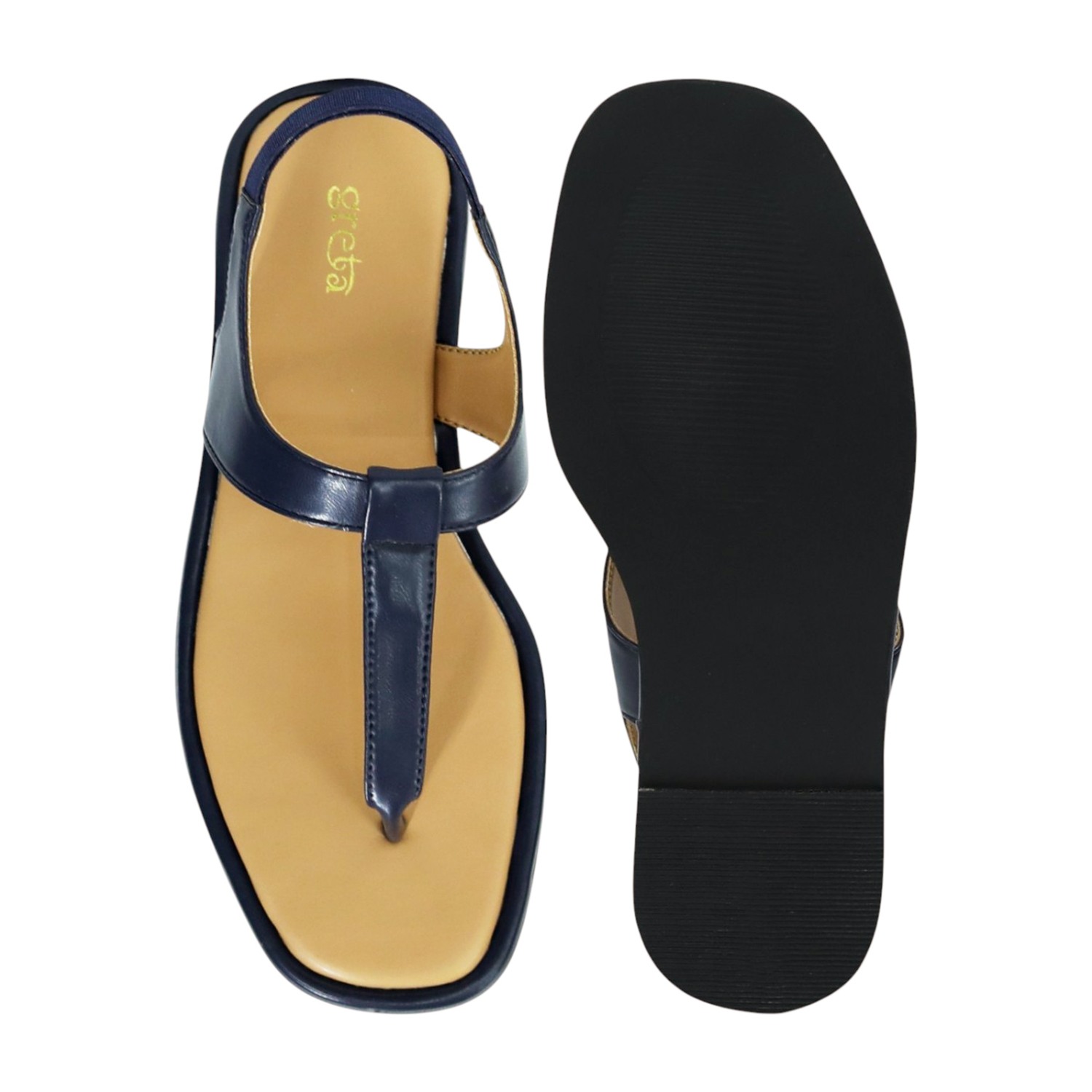 Women’s Navy T-Strap Flat Sandals