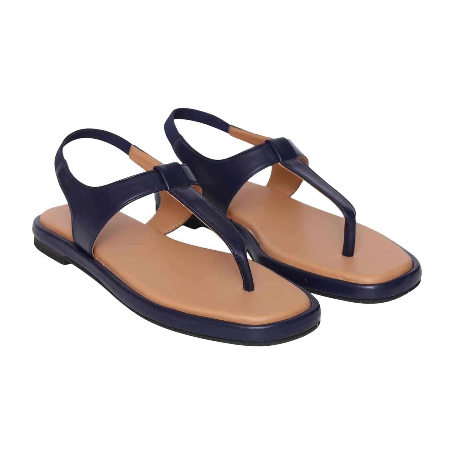 Women’s Navy T-Strap Flat Sandals