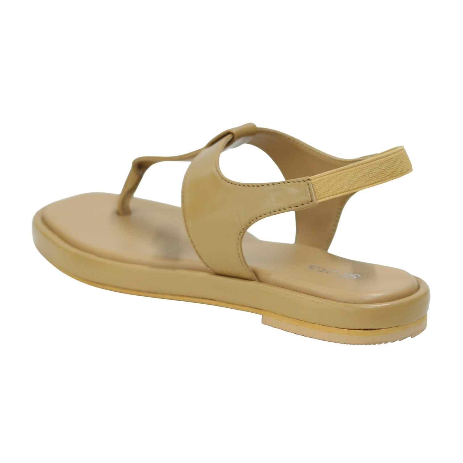 Women’s Nude Coloured T-Strap Flat Sandals