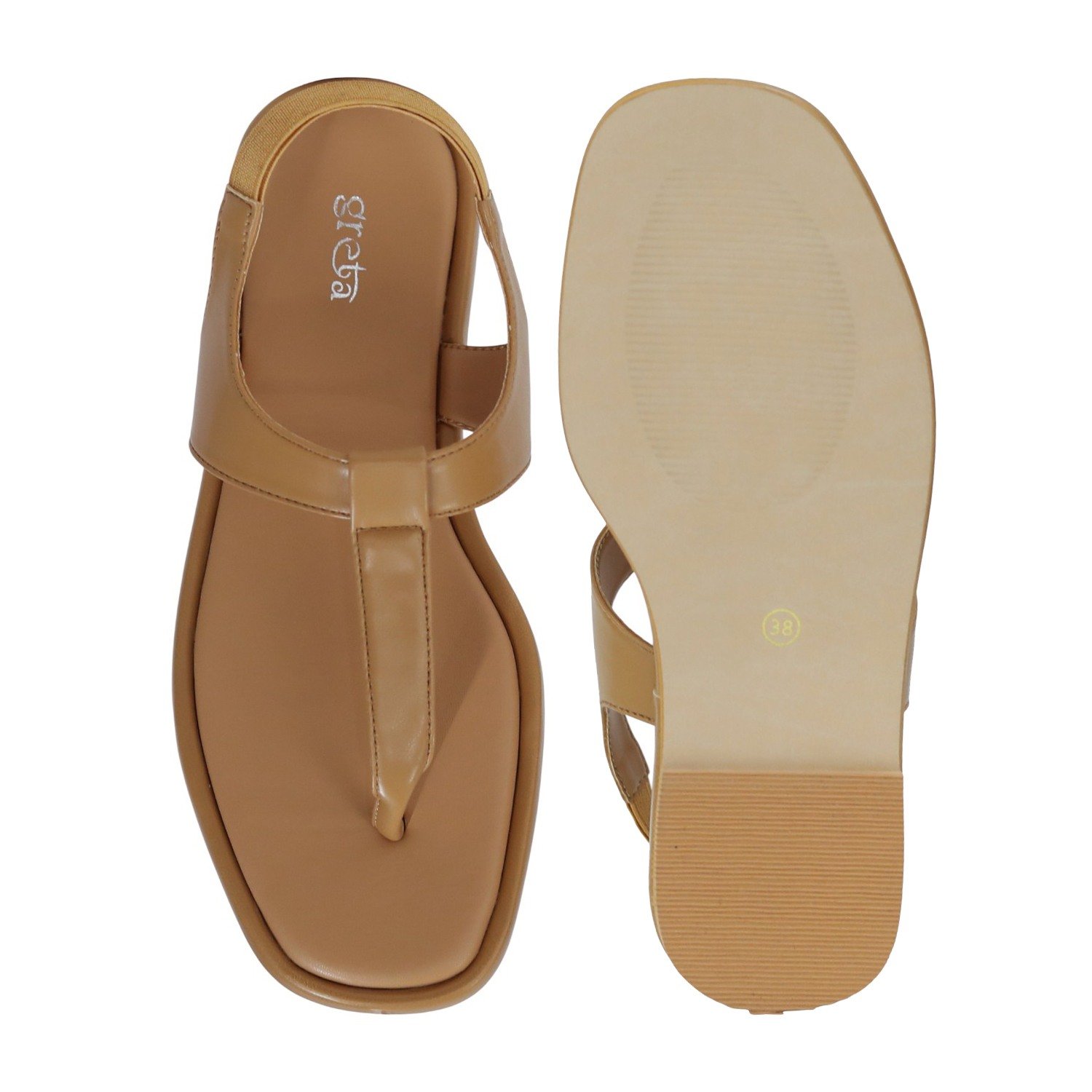 Women’s Nude Coloured T-Strap Flat Sandals