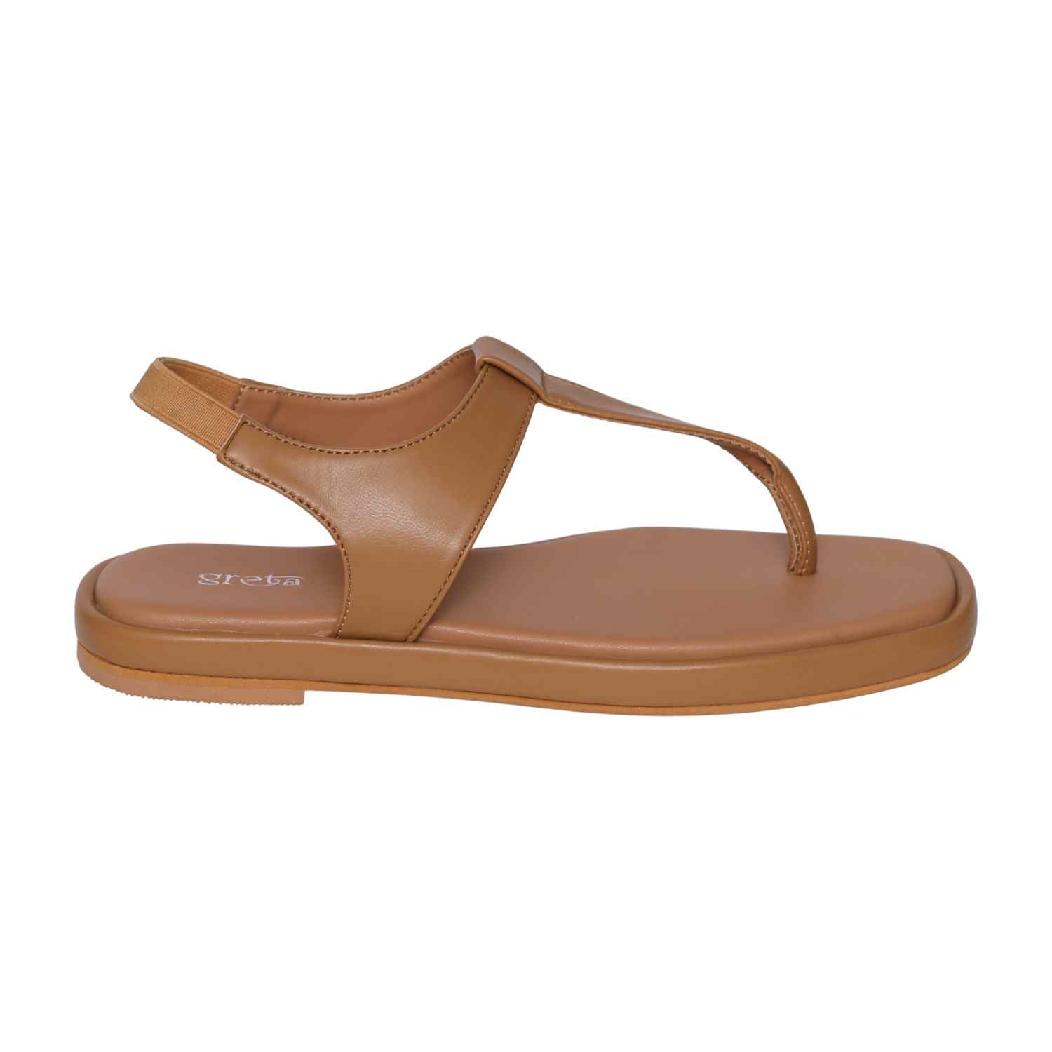 Women’s Nude Coloured T-Strap Flat Sandals