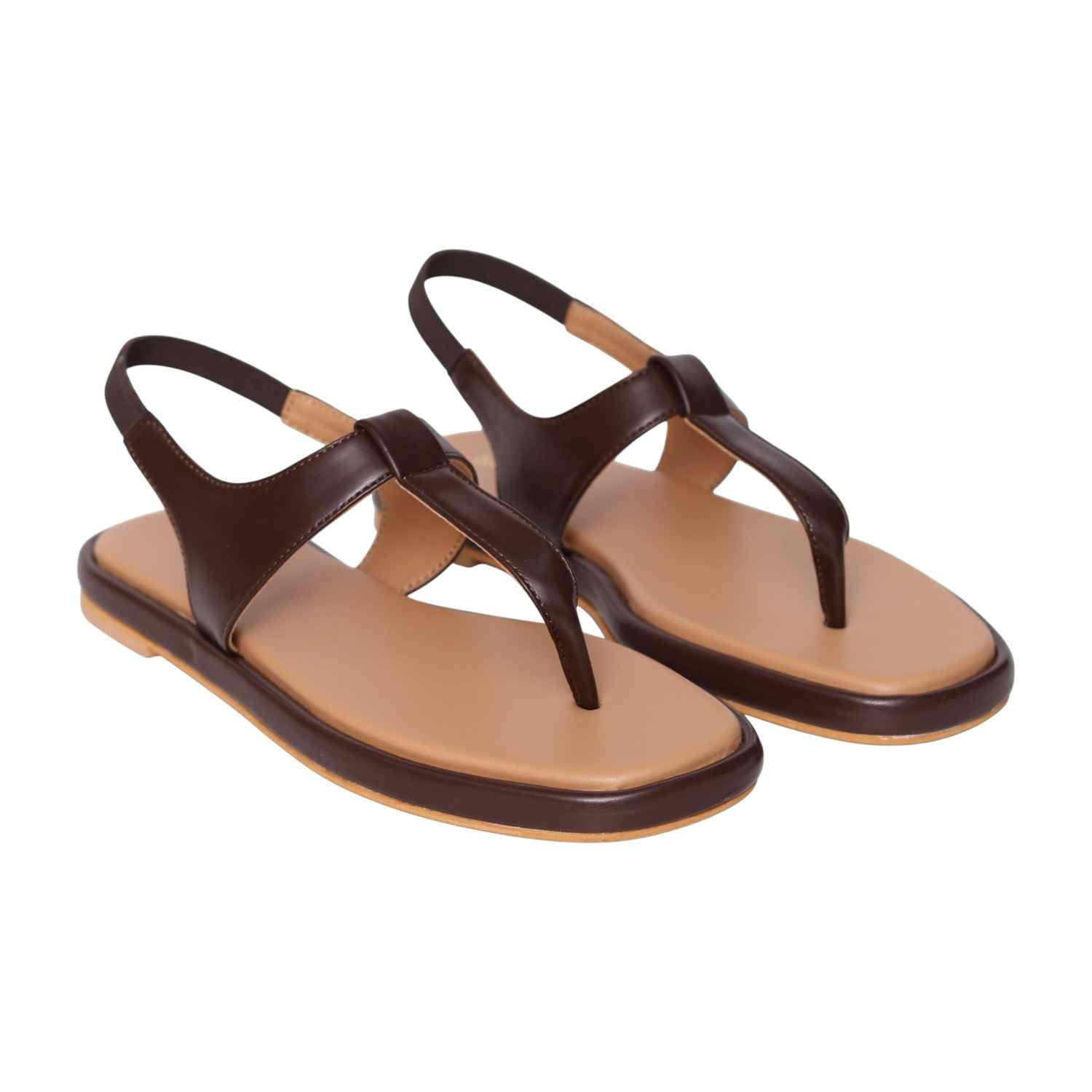 Women’s Brown T-Strap Flat Sandals