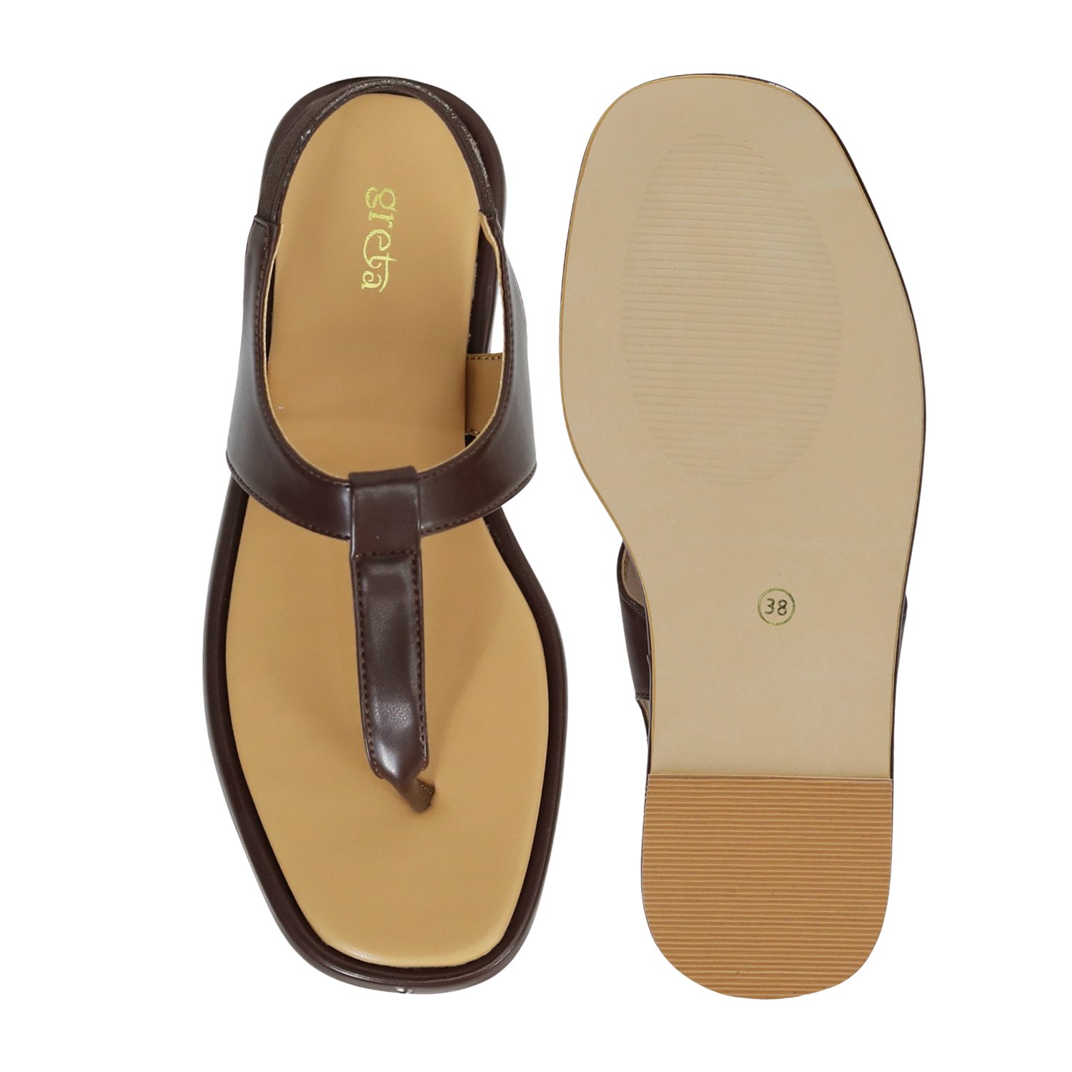Women’s Brown T-Strap Flat Sandals