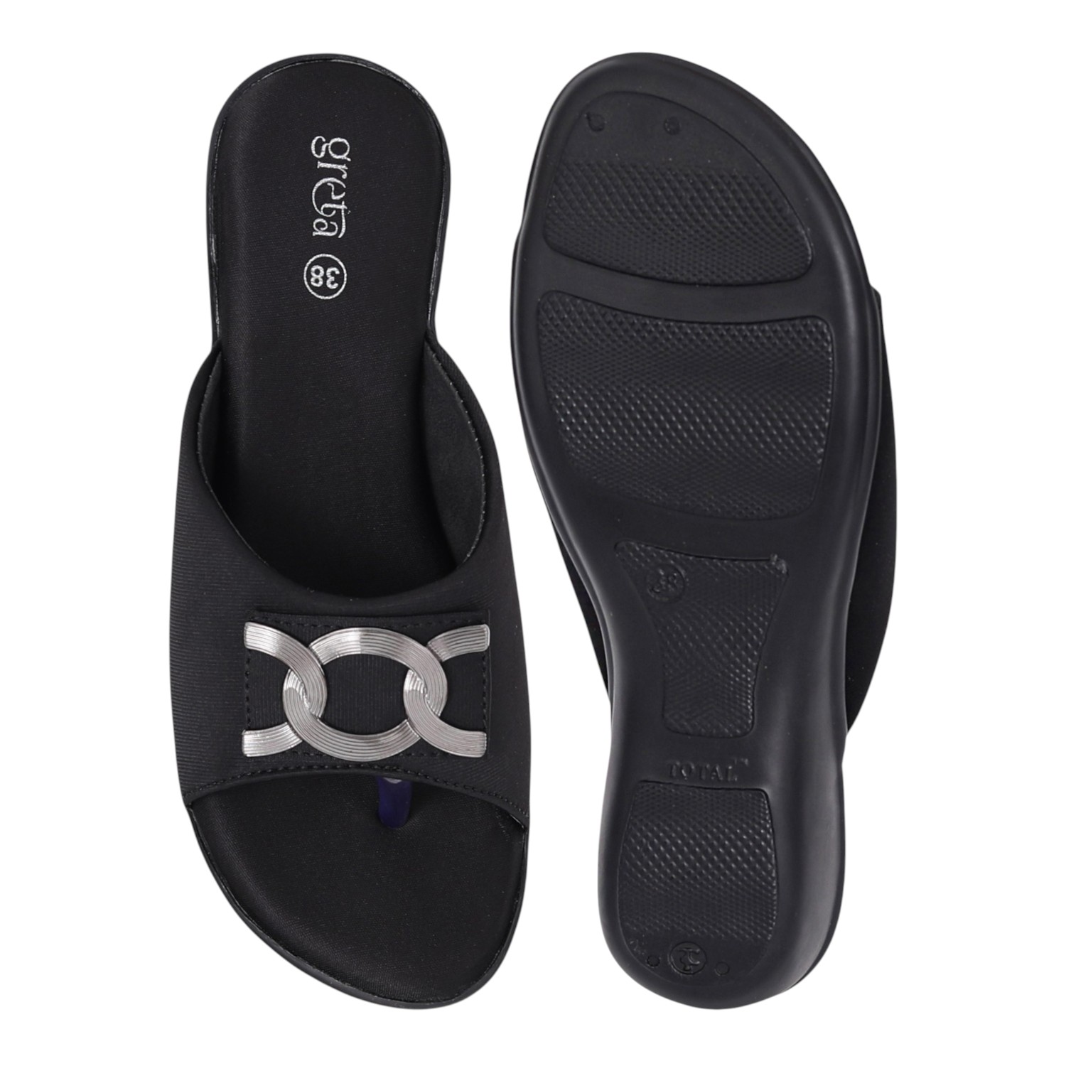 Women Black Glam Chic Wedge Sandals