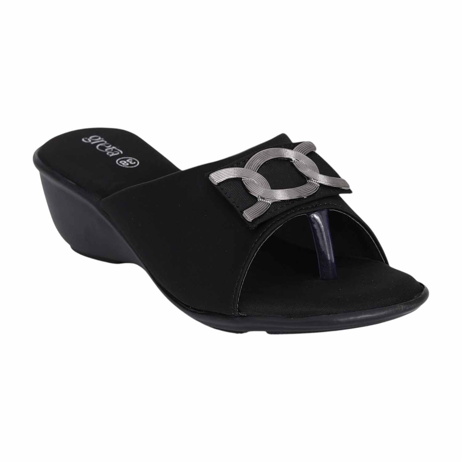 Women Black Glam Chic Wedge Sandals