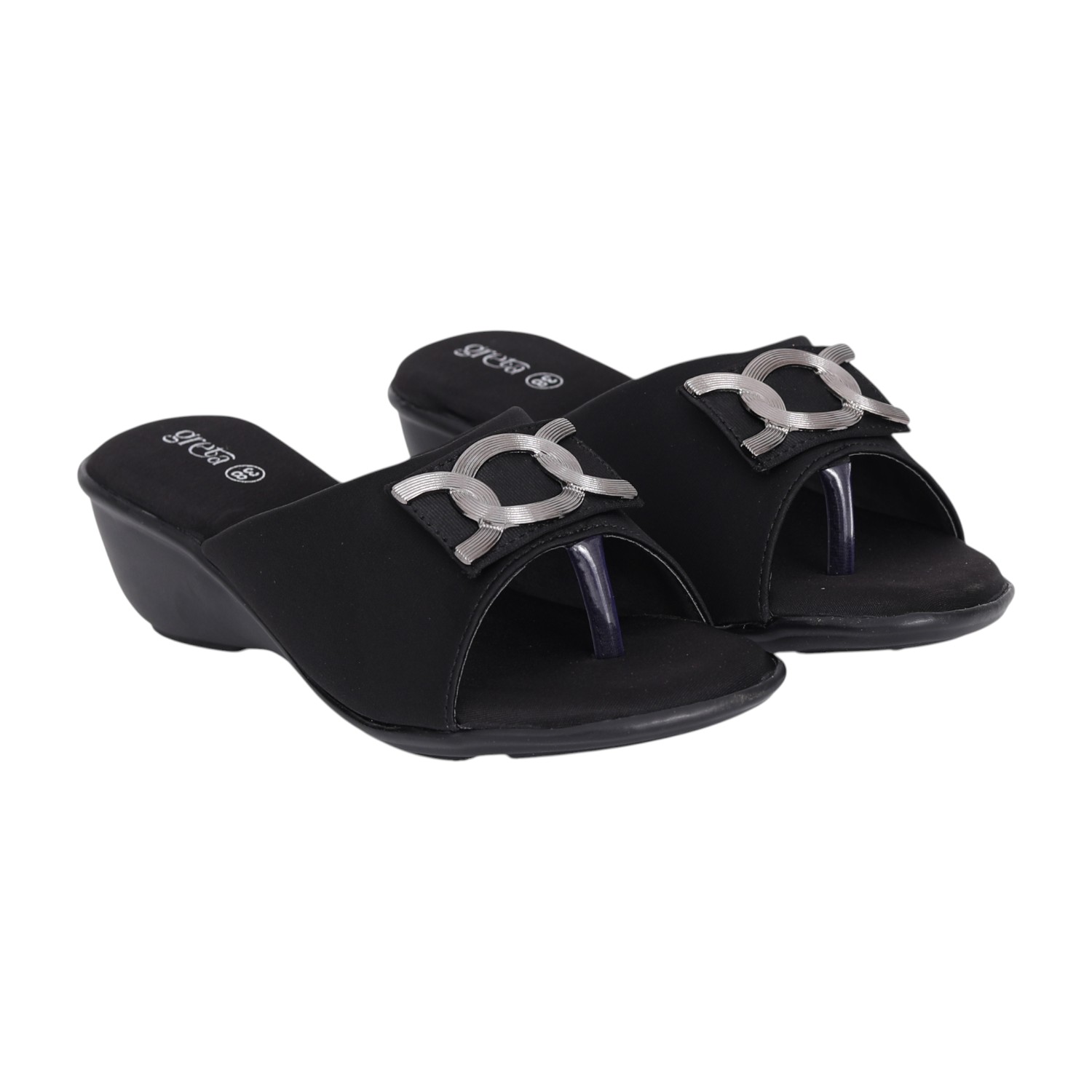 Women Black Glam Chic Wedge Sandals