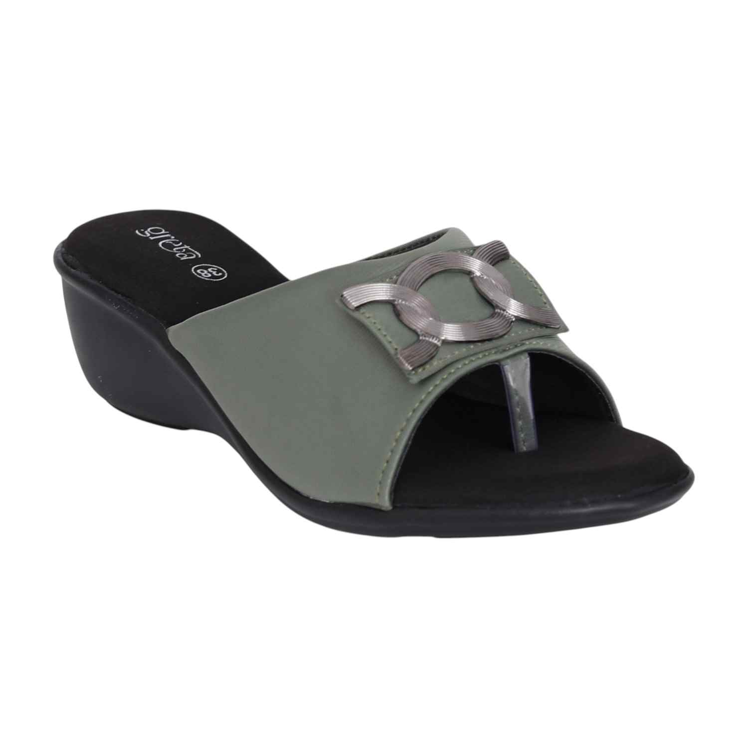 Women Olive Charm Wedge Sandals