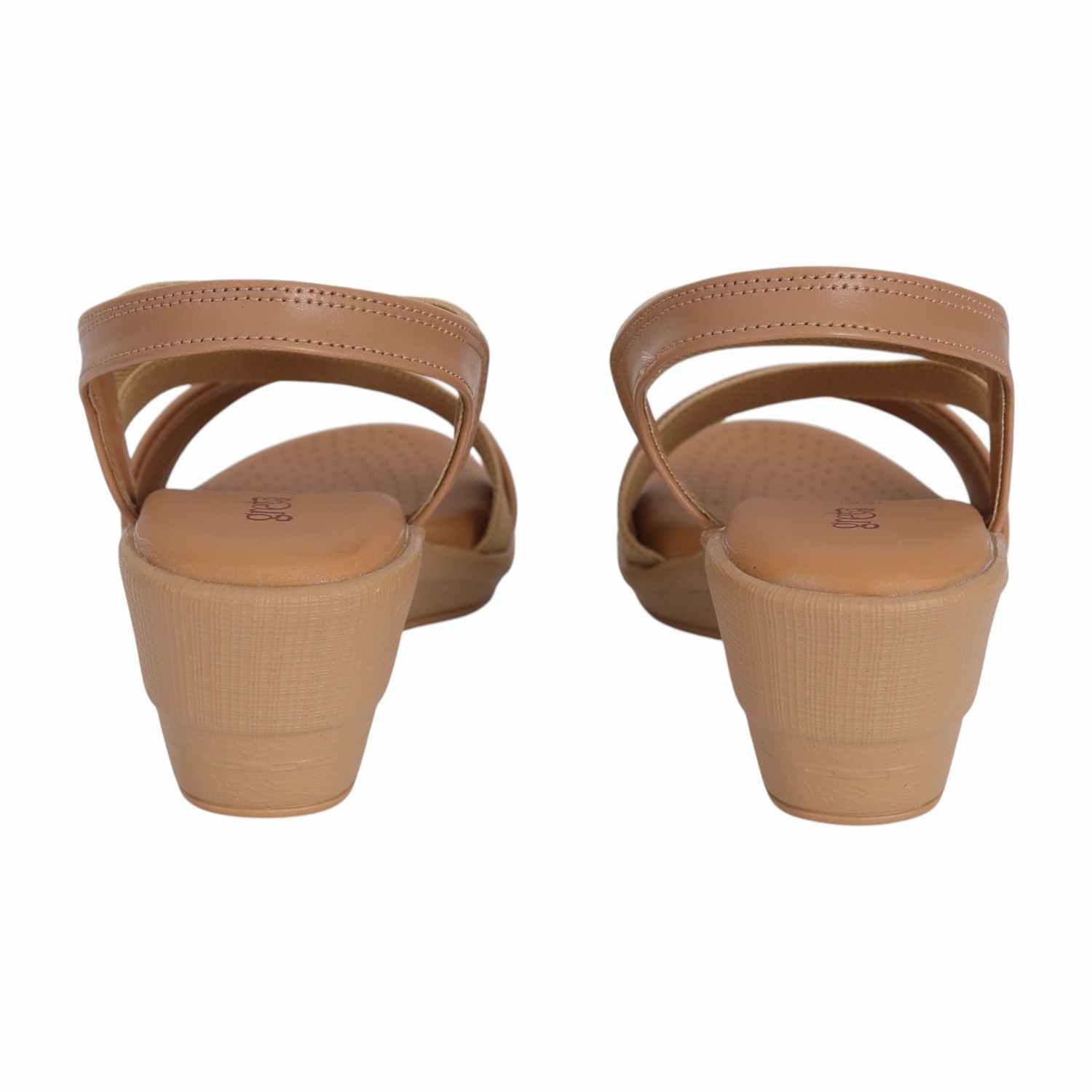 Women Beige Stretch Wedge Sandals
