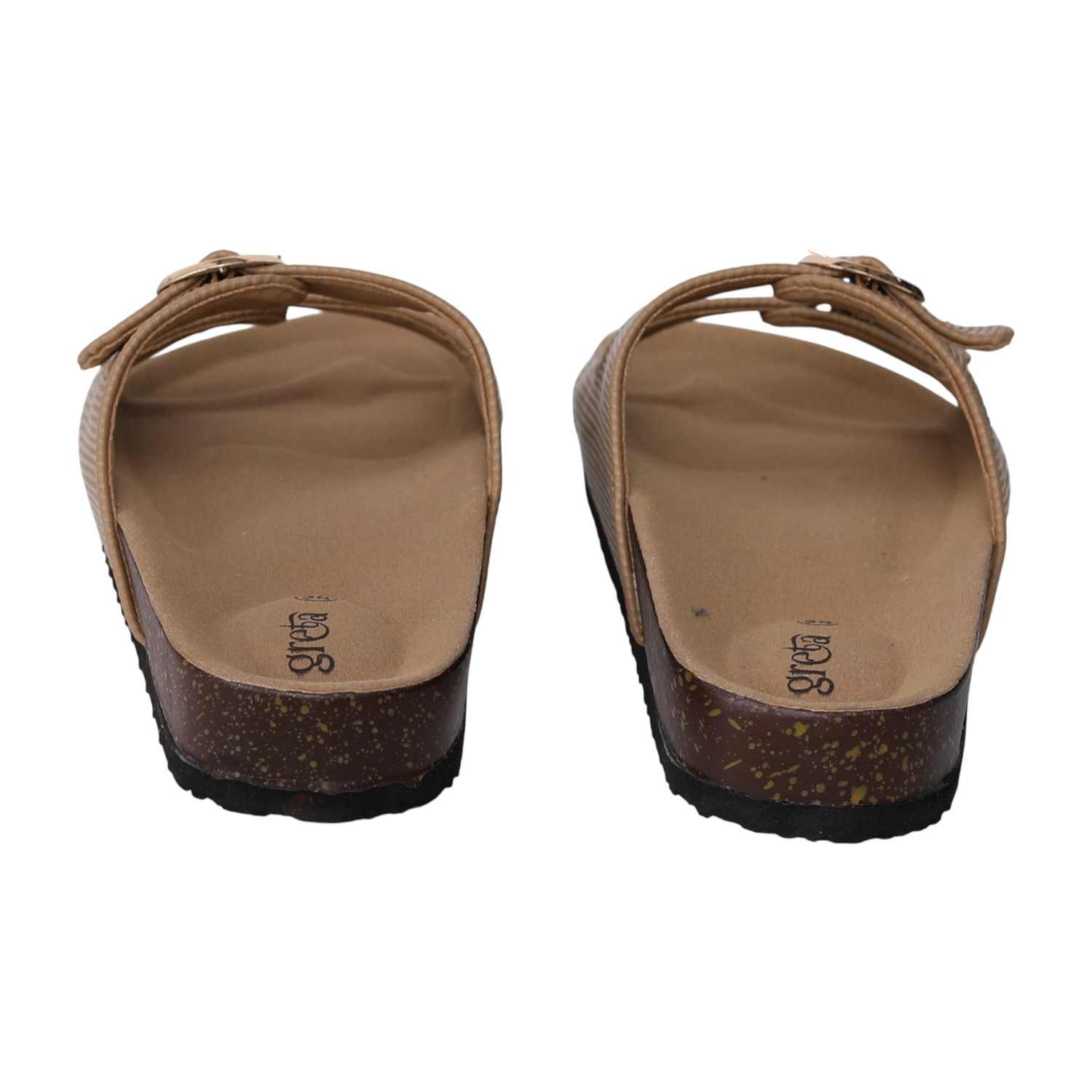 greta | Women Beige Double Buckle Comfort Slide Sandals|5