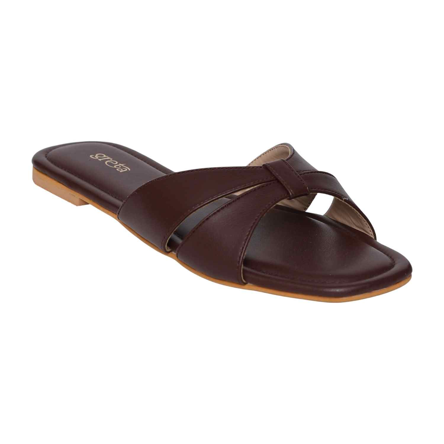 Women's Brown Sleek Parallel Flats