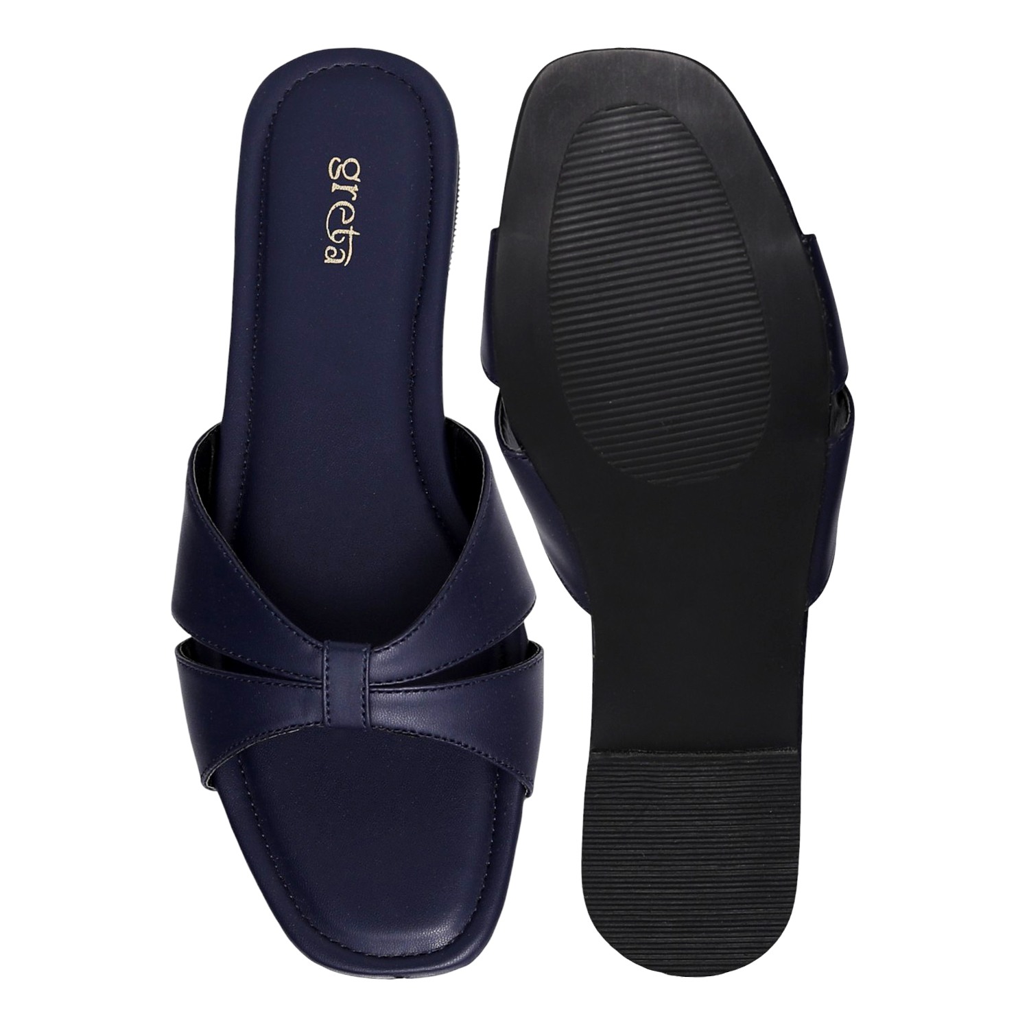 Women's Navy Sleek Parallel Flats