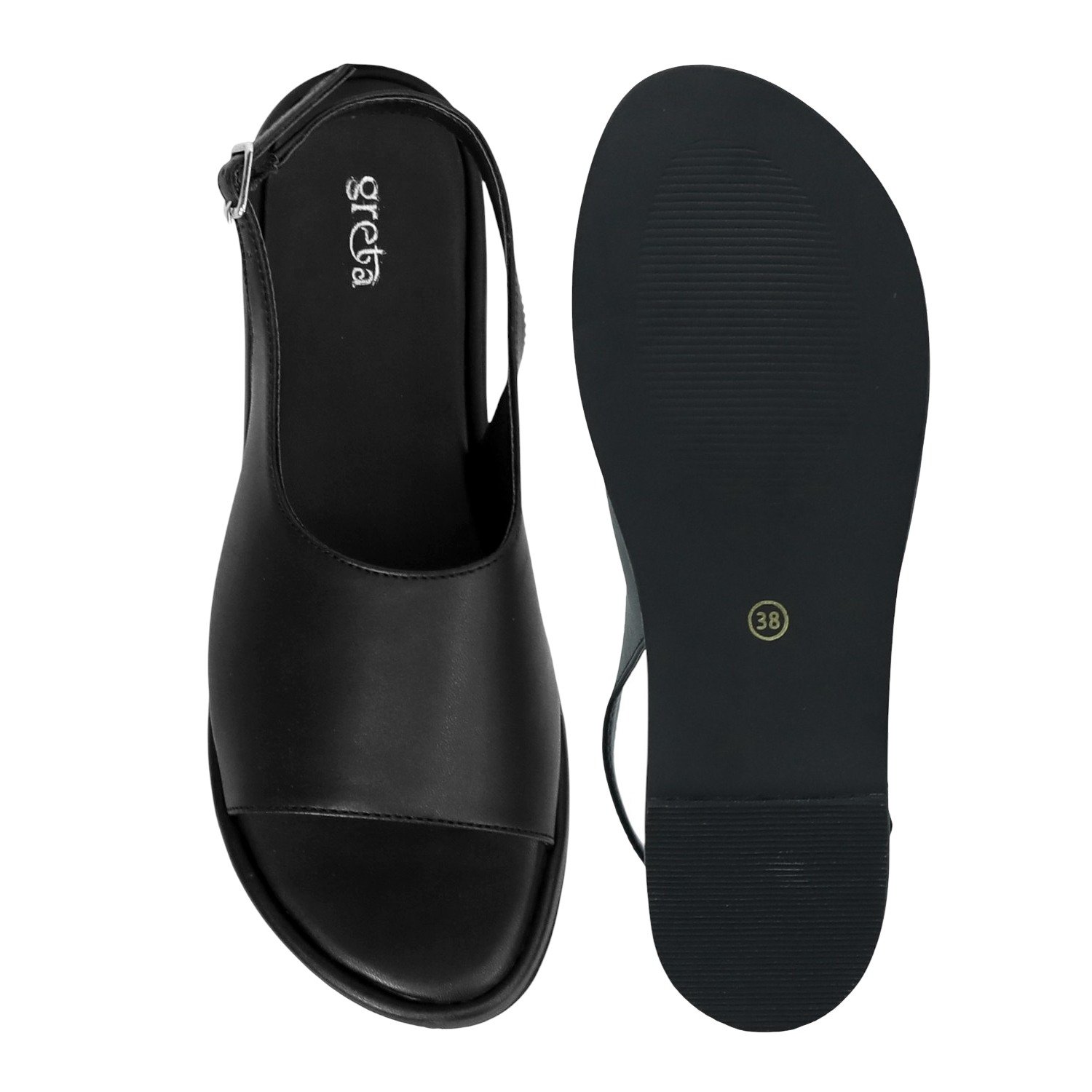 Women’s Black Slingback Open-Toe Sandals