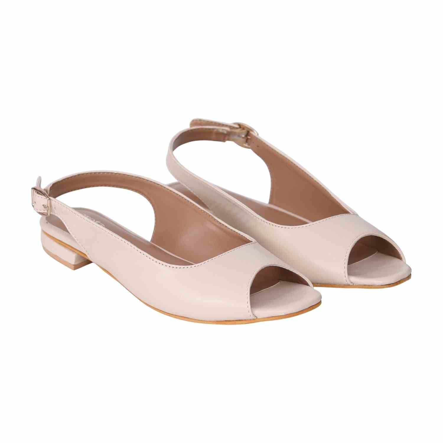 Women's Cream Elegant Open-Toe Heel