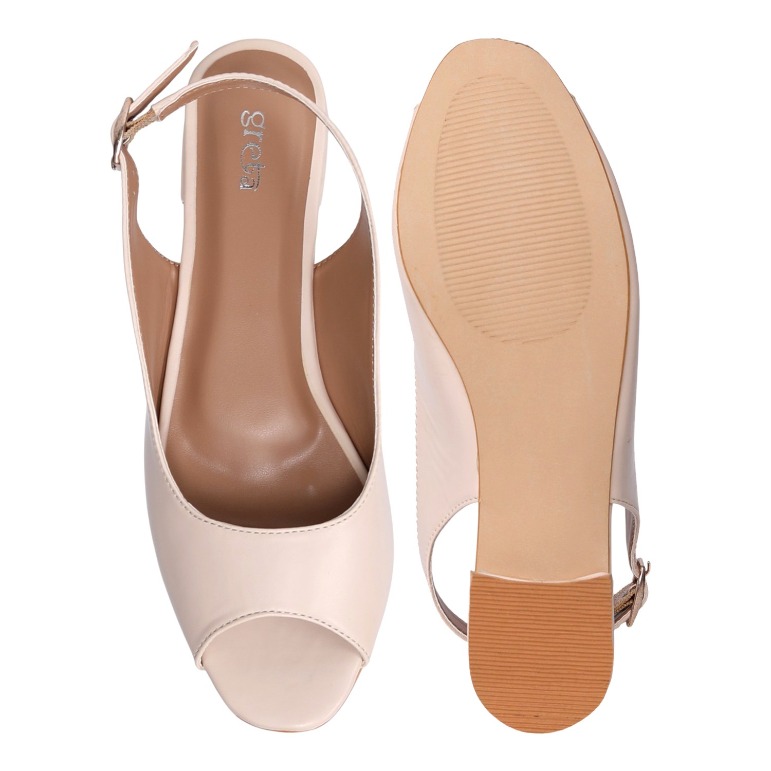 Women's Cream Elegant Open-Toe Heel