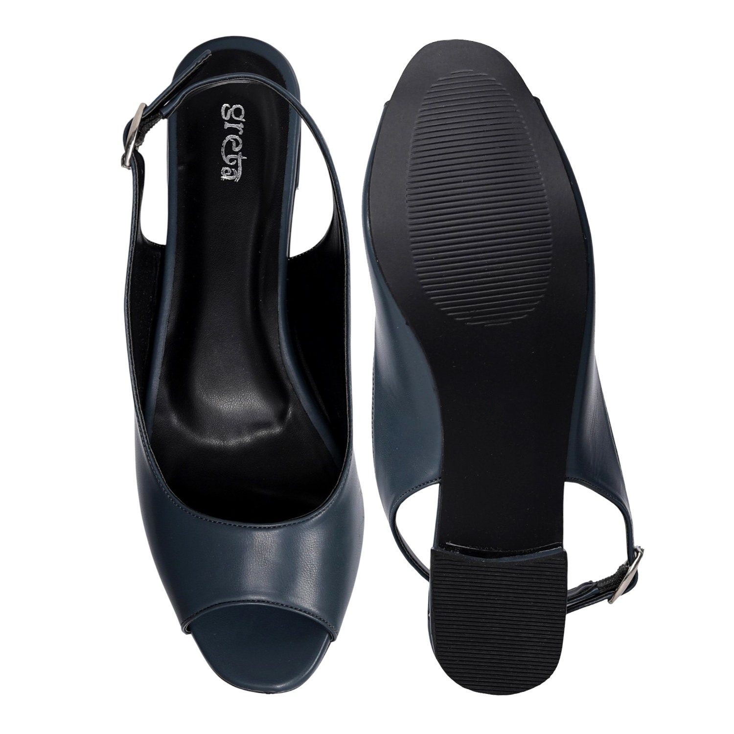 Women's Navy  Elegant Open-Toe Heel