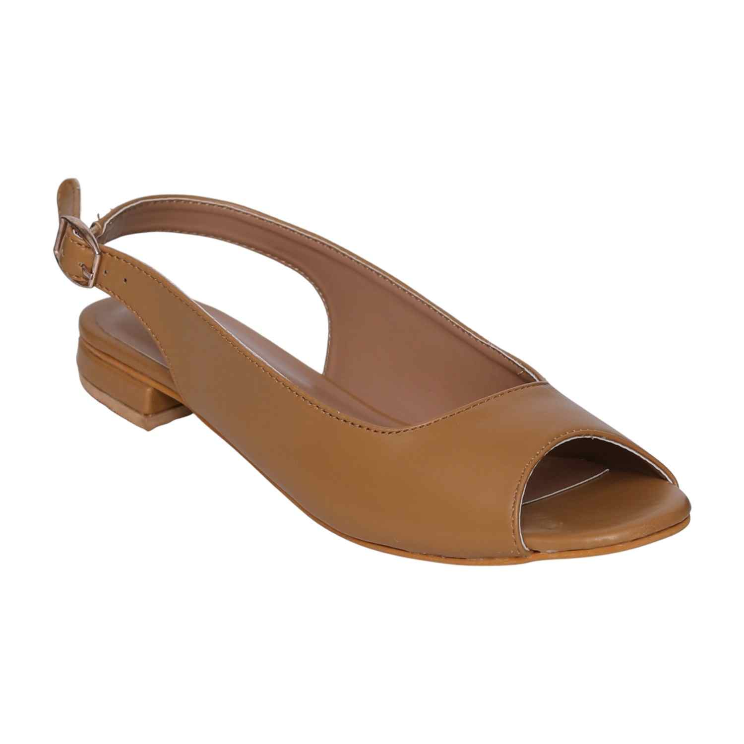 Women's Tan Elegant Open-Toe Heel