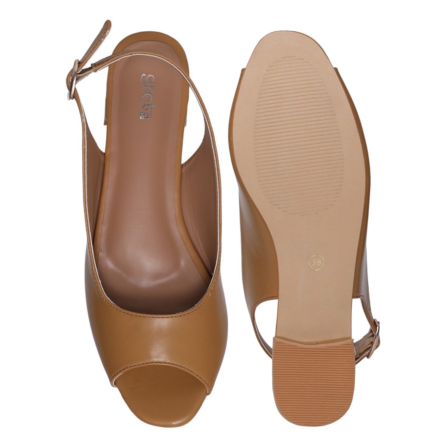Women's Tan Elegant Open-Toe Heel