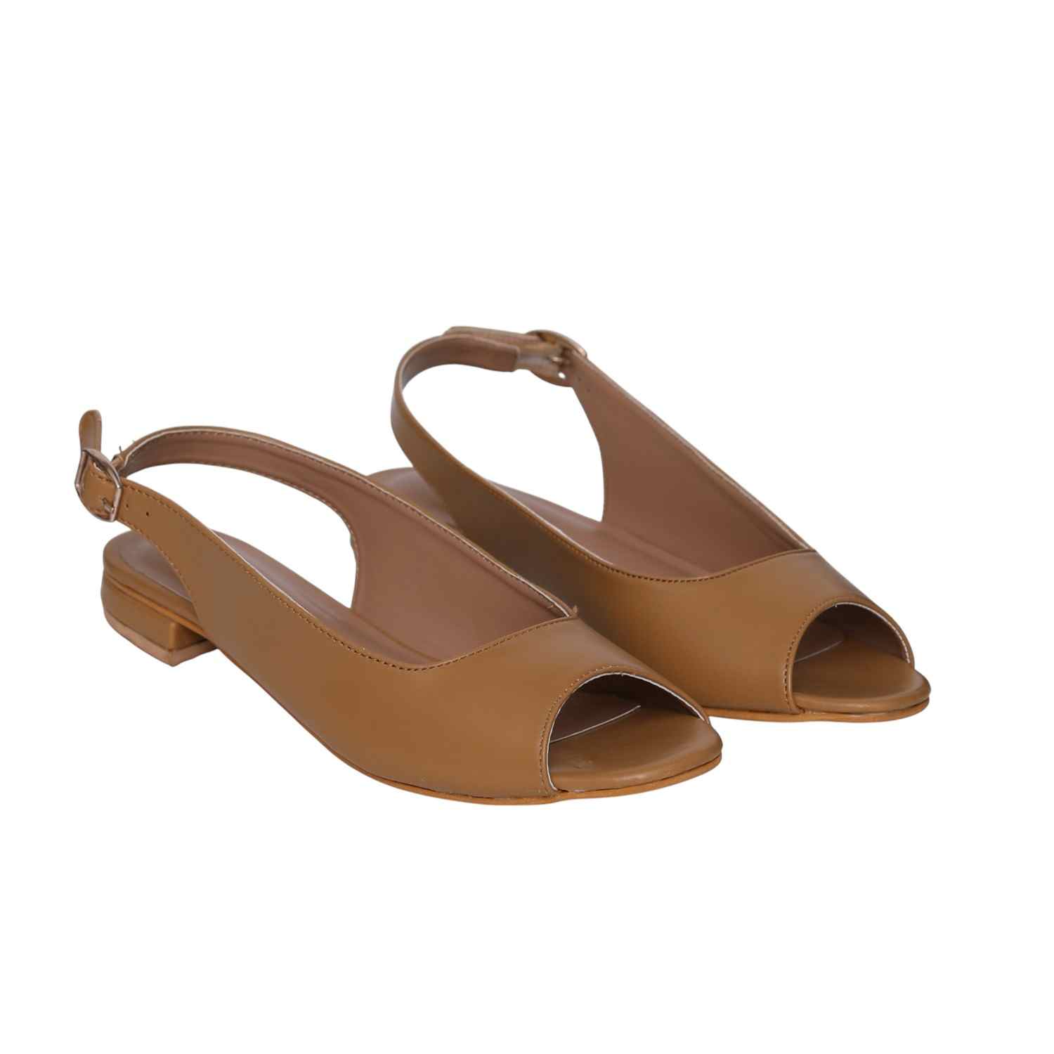 Women's Tan Elegant Open-Toe Heel