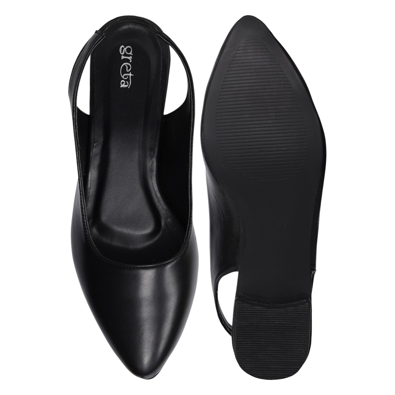 Women's Black Slingback Pointed-Toe Heel