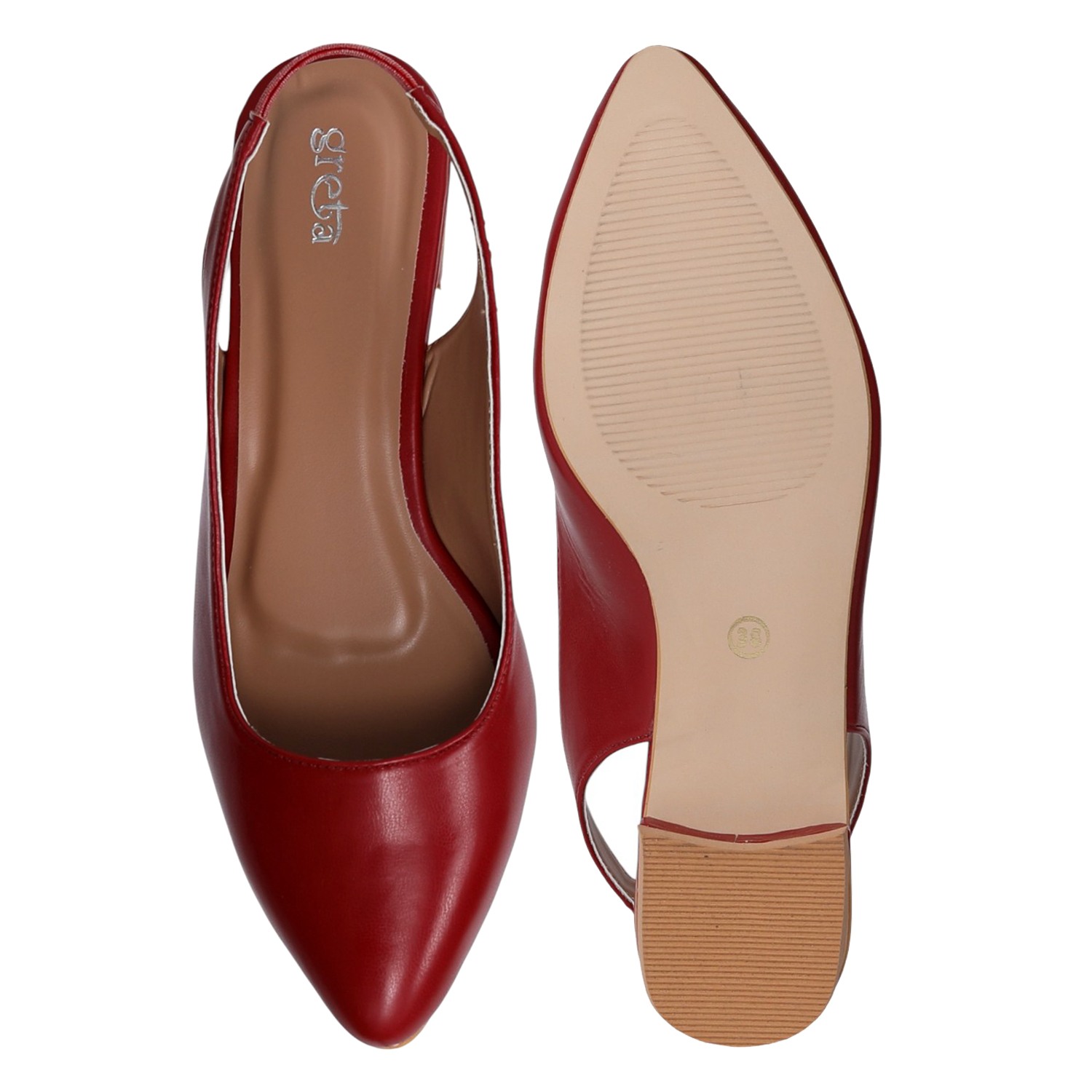 Women's Maroon Slingback Pointed-Toe Heel