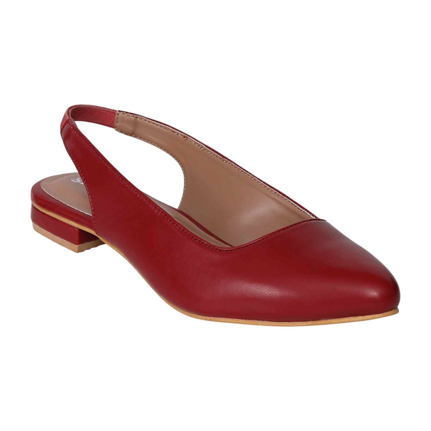 Women's Maroon Slingback Pointed-Toe Heel
