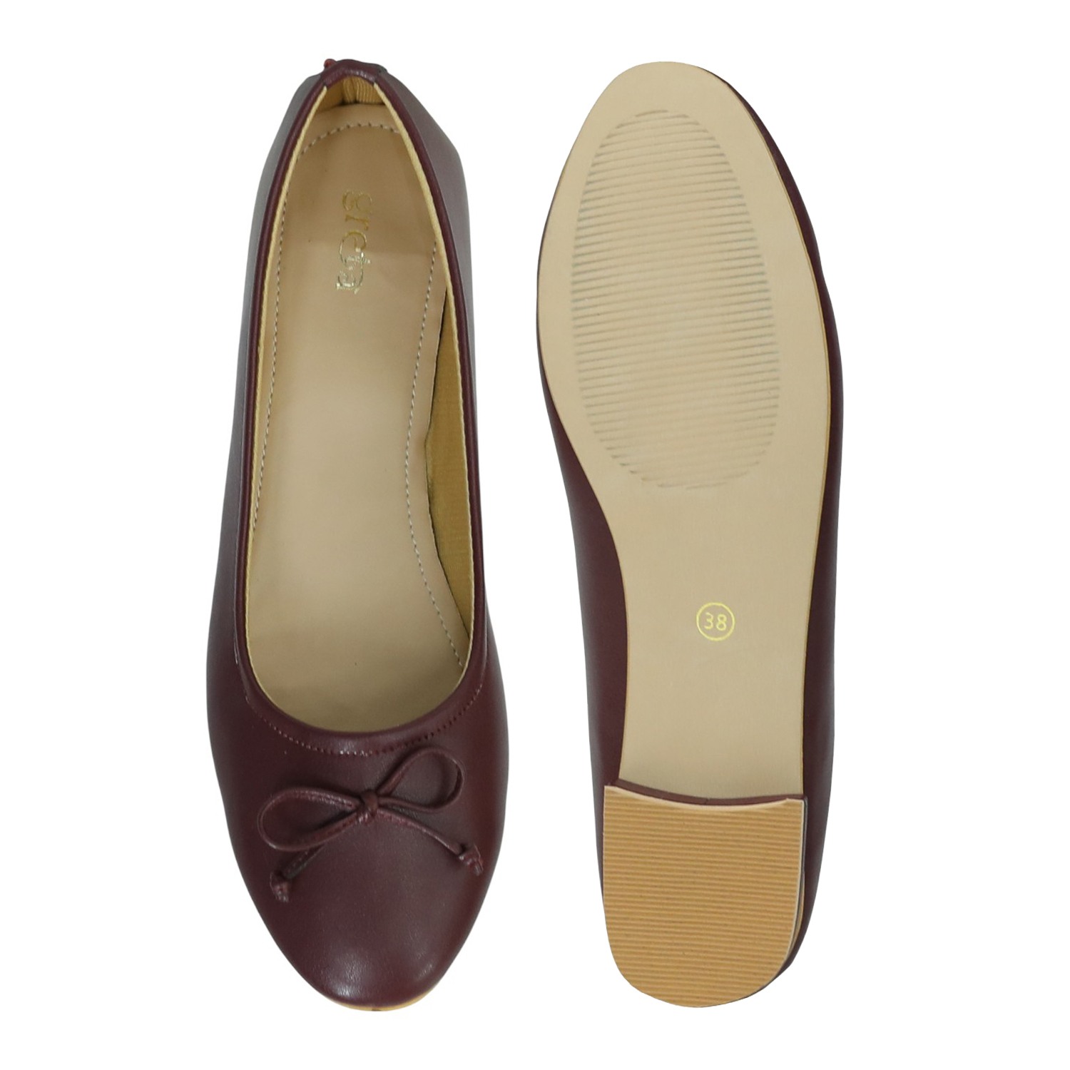 Women’s Classic Maroon Ballet Flats with Bow Detail