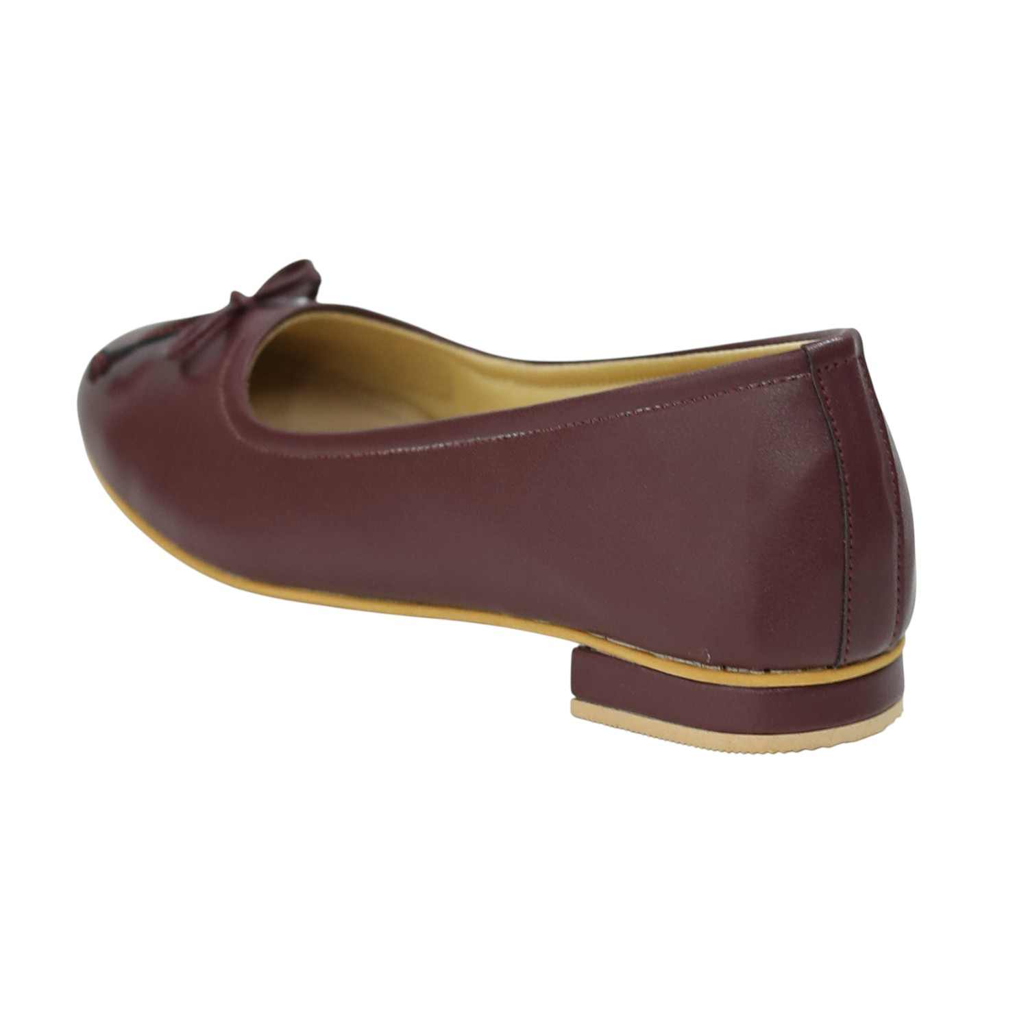 Women’s Classic Maroon Ballet Flats with Bow Detail