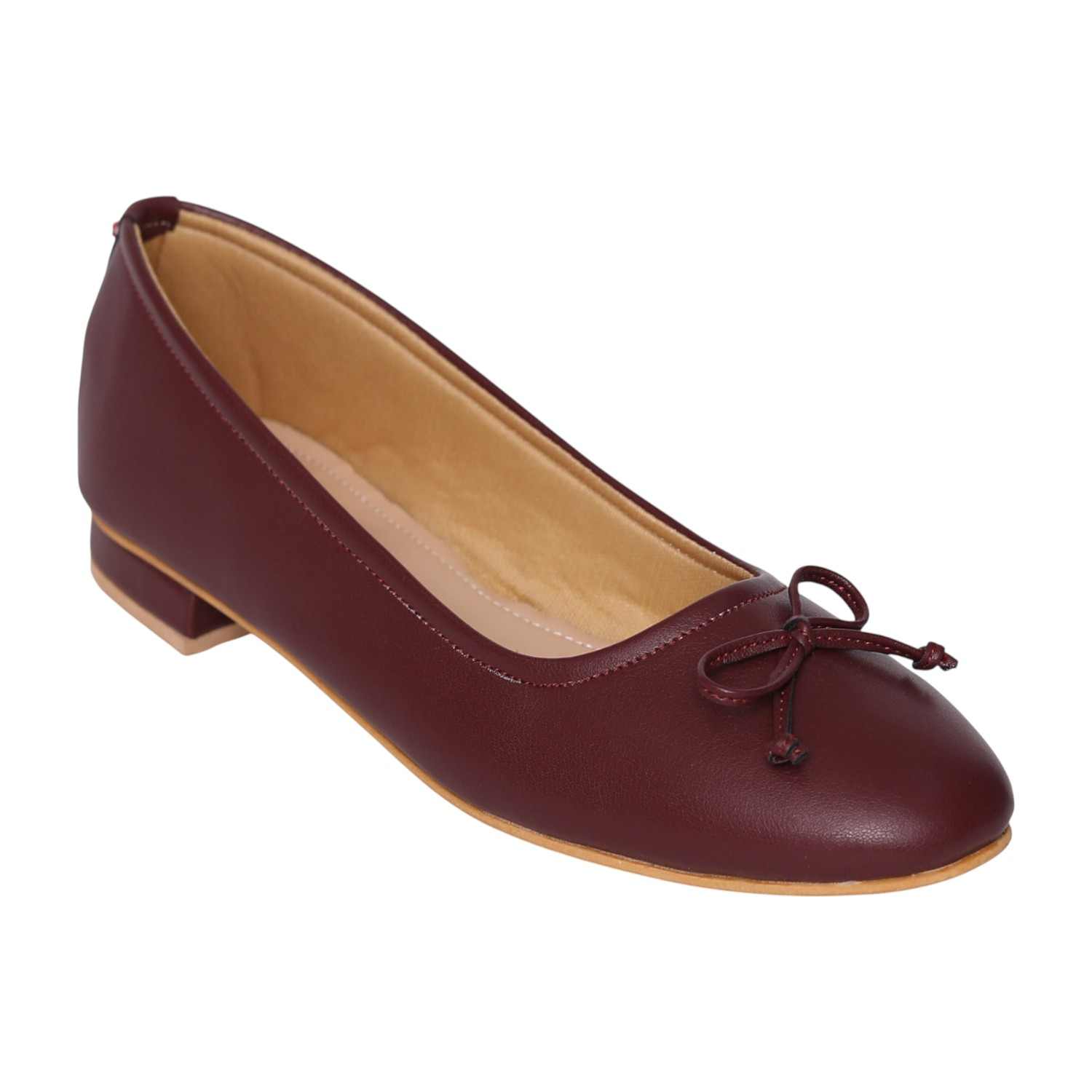 Women’s Classic Maroon Ballet Flats with Bow Detail