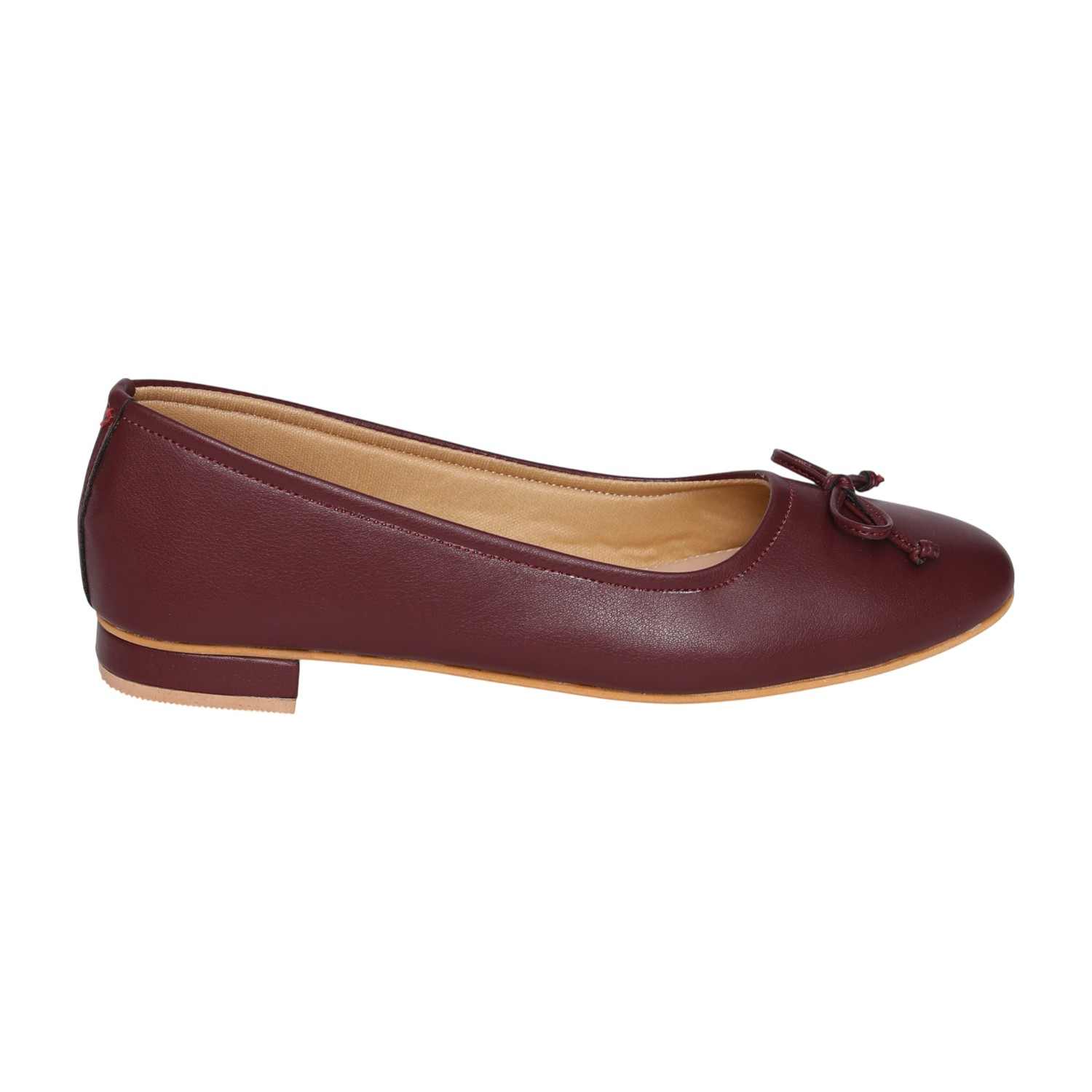 Women’s Classic Maroon Ballet Flats with Bow Detail