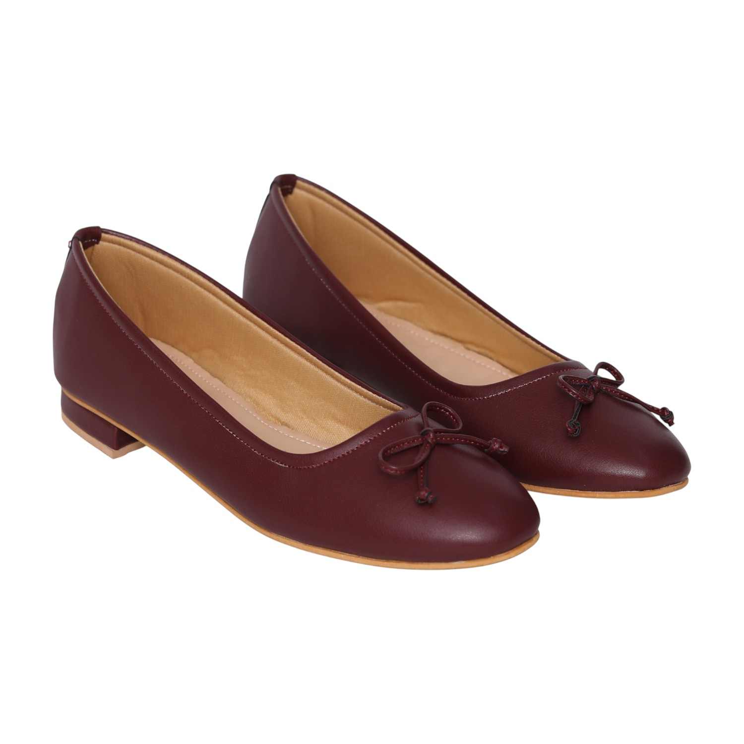 Women’s Classic Maroon Ballet Flats with Bow Detail