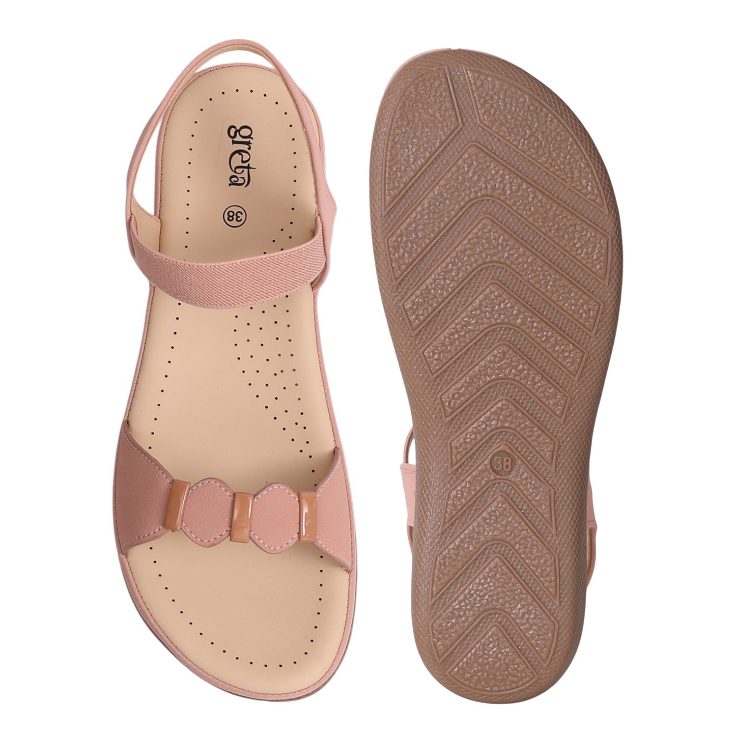 Women Black T-Strap Sandals with Studded Detailing