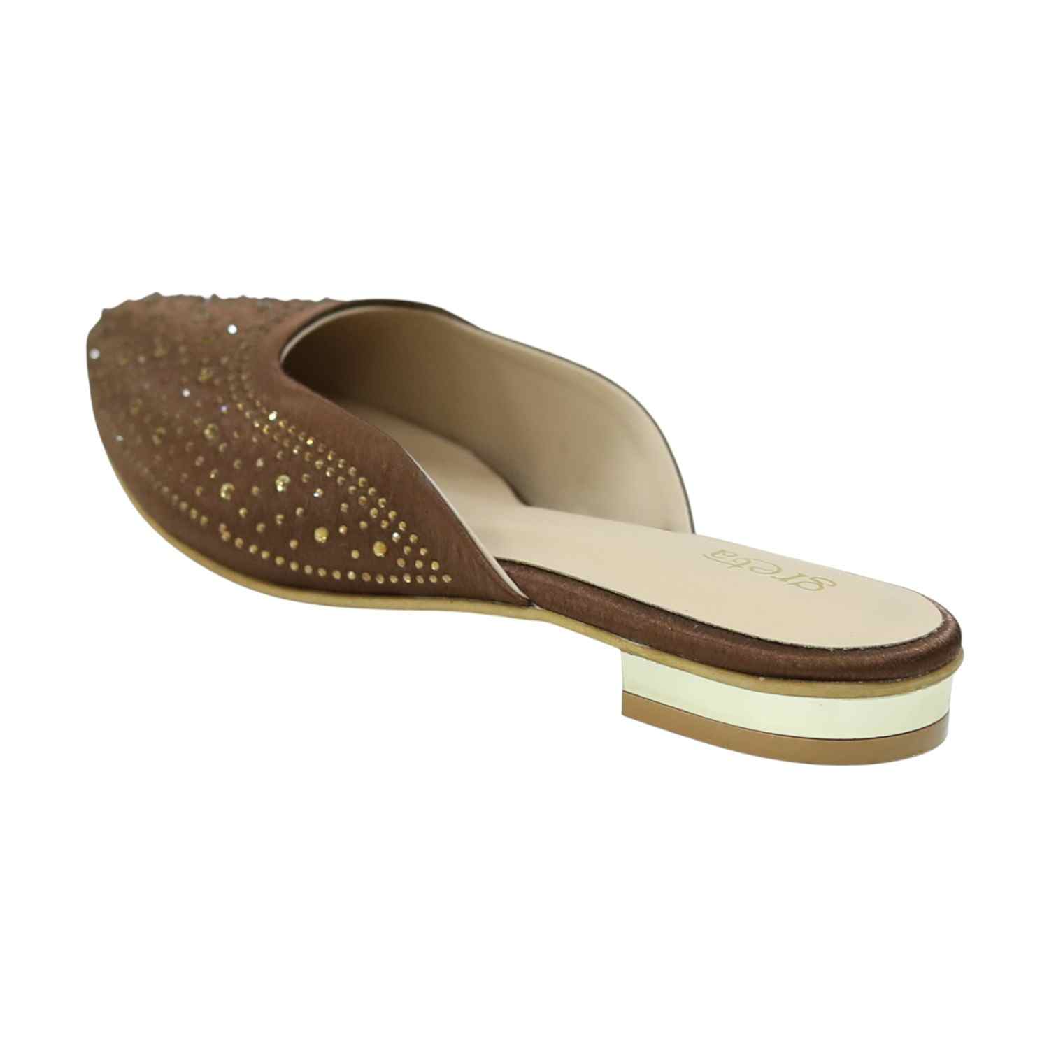 Women’s Brown Sparkling Slip-On Mules with Cutout Detailing