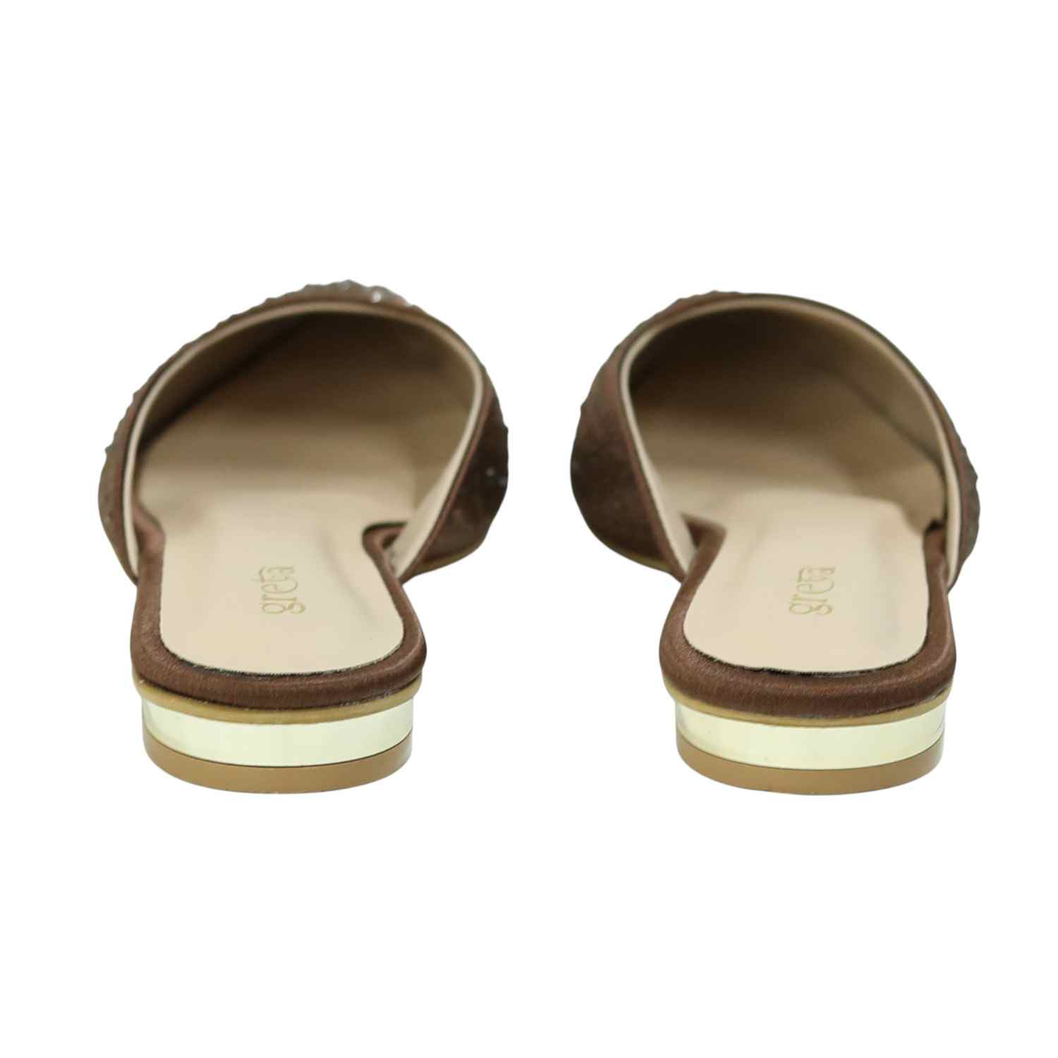 Women’s Brown Sparkling Slip-On Mules with Cutout Detailing