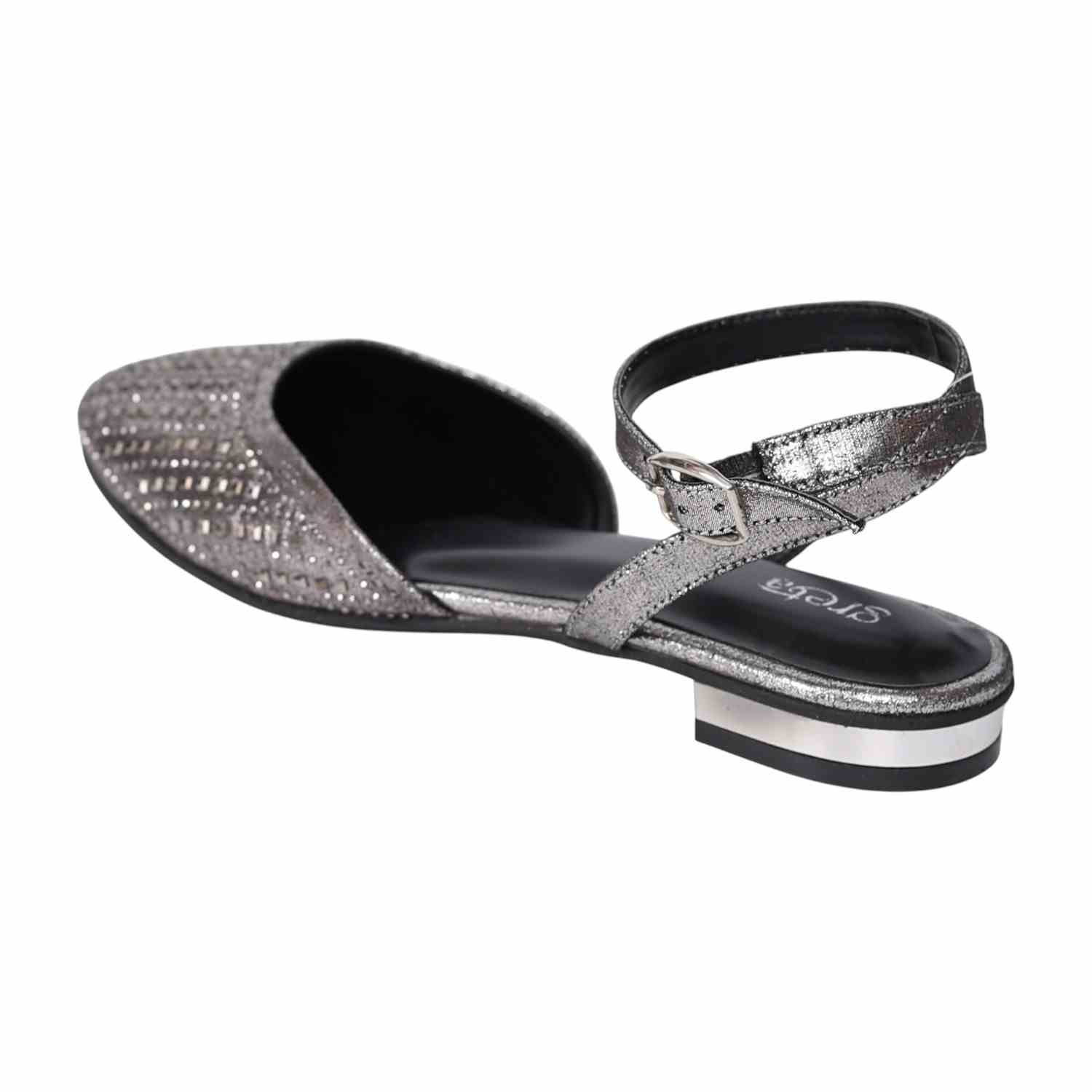 Women's Grey Sparkle Ankle Wrap Sandals
