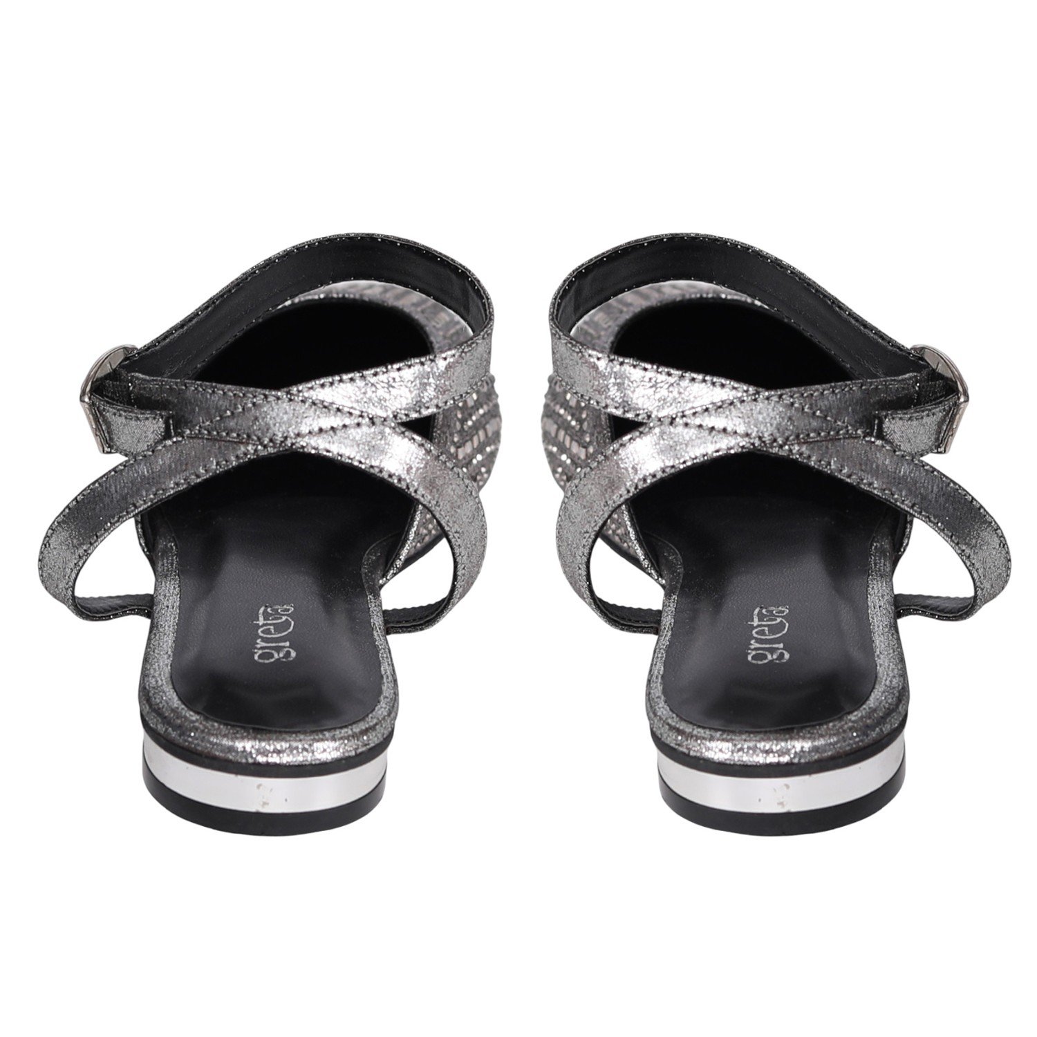 Women's Grey Sparkle Ankle Wrap Sandals