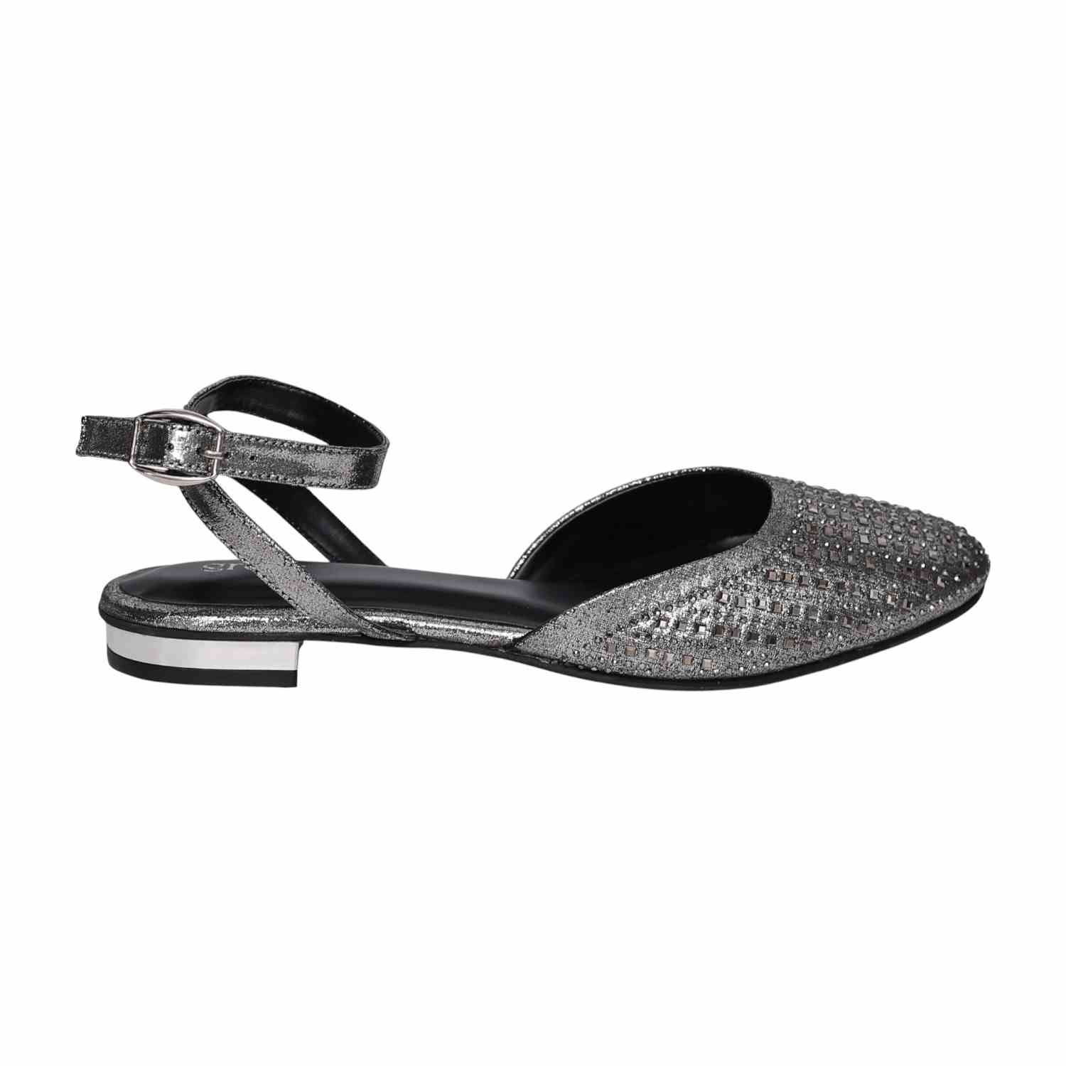 Women's Grey Sparkle Ankle Wrap Sandals