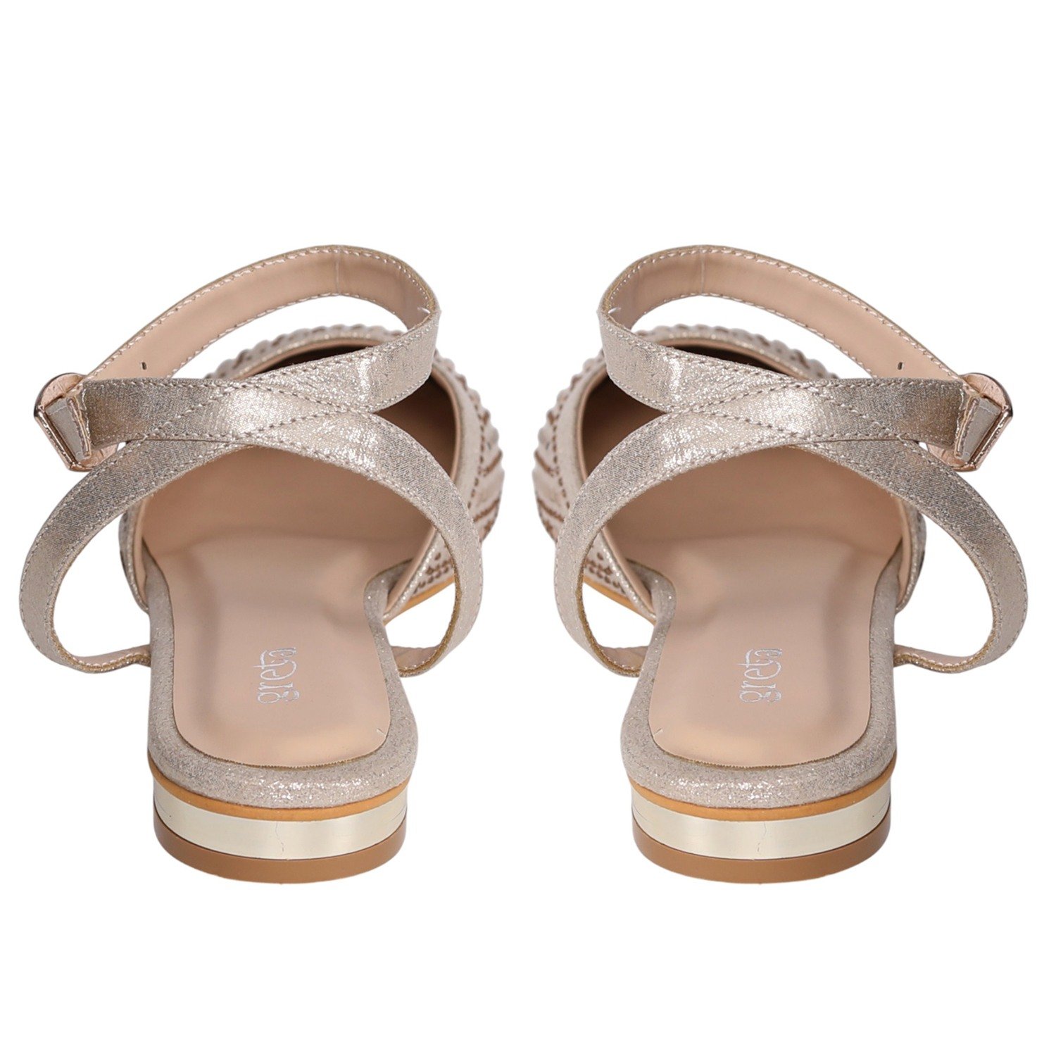 Women's Gold Sparkle Ankle Wrap Sandals