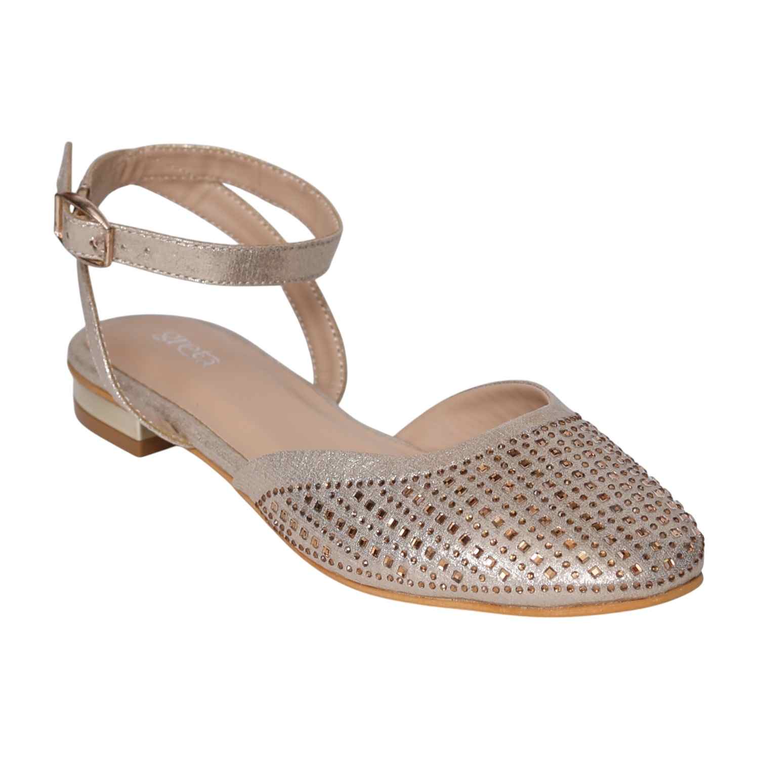 Women's Gold Sparkle Ankle Wrap Sandals