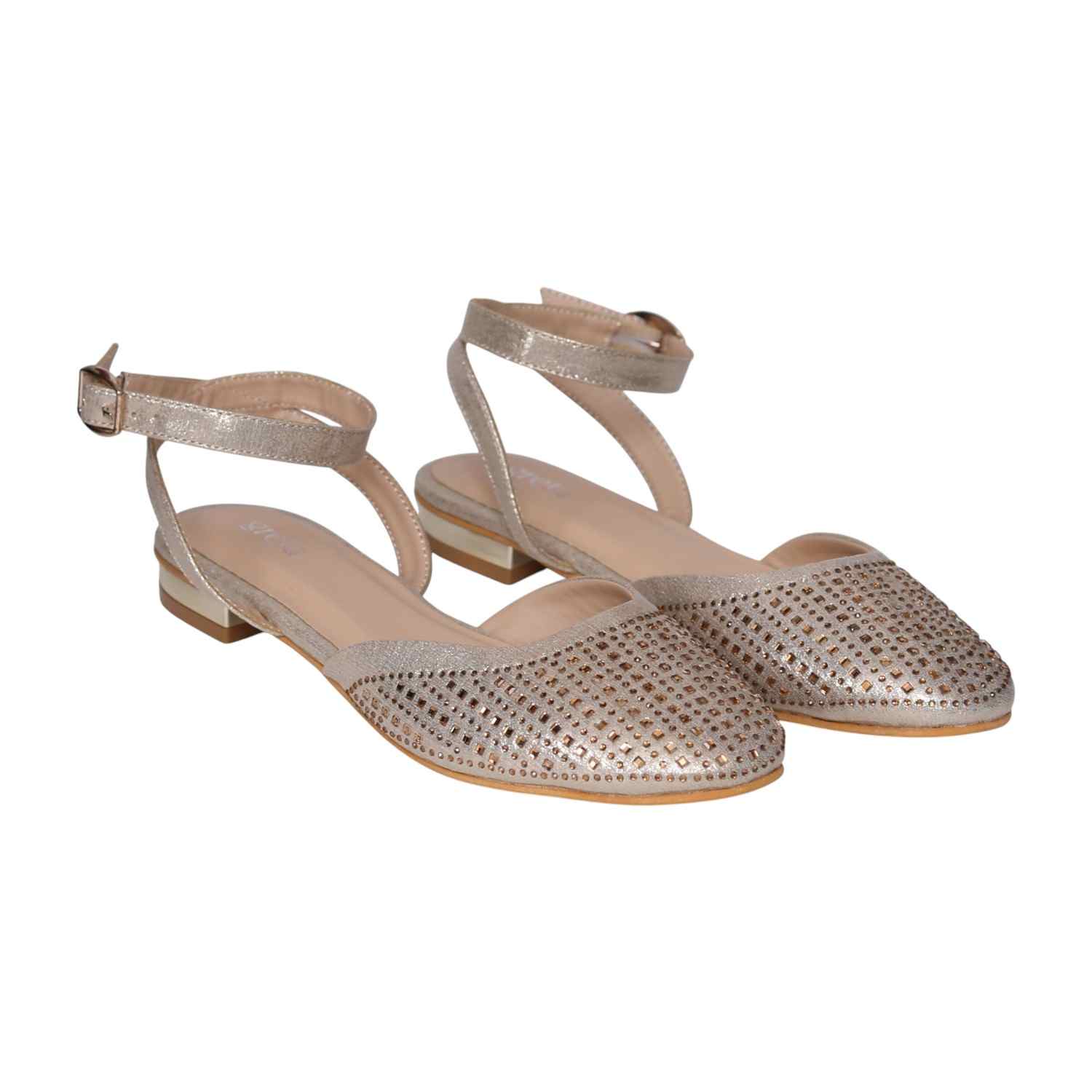 Women's Gold Sparkle Ankle Wrap Sandals