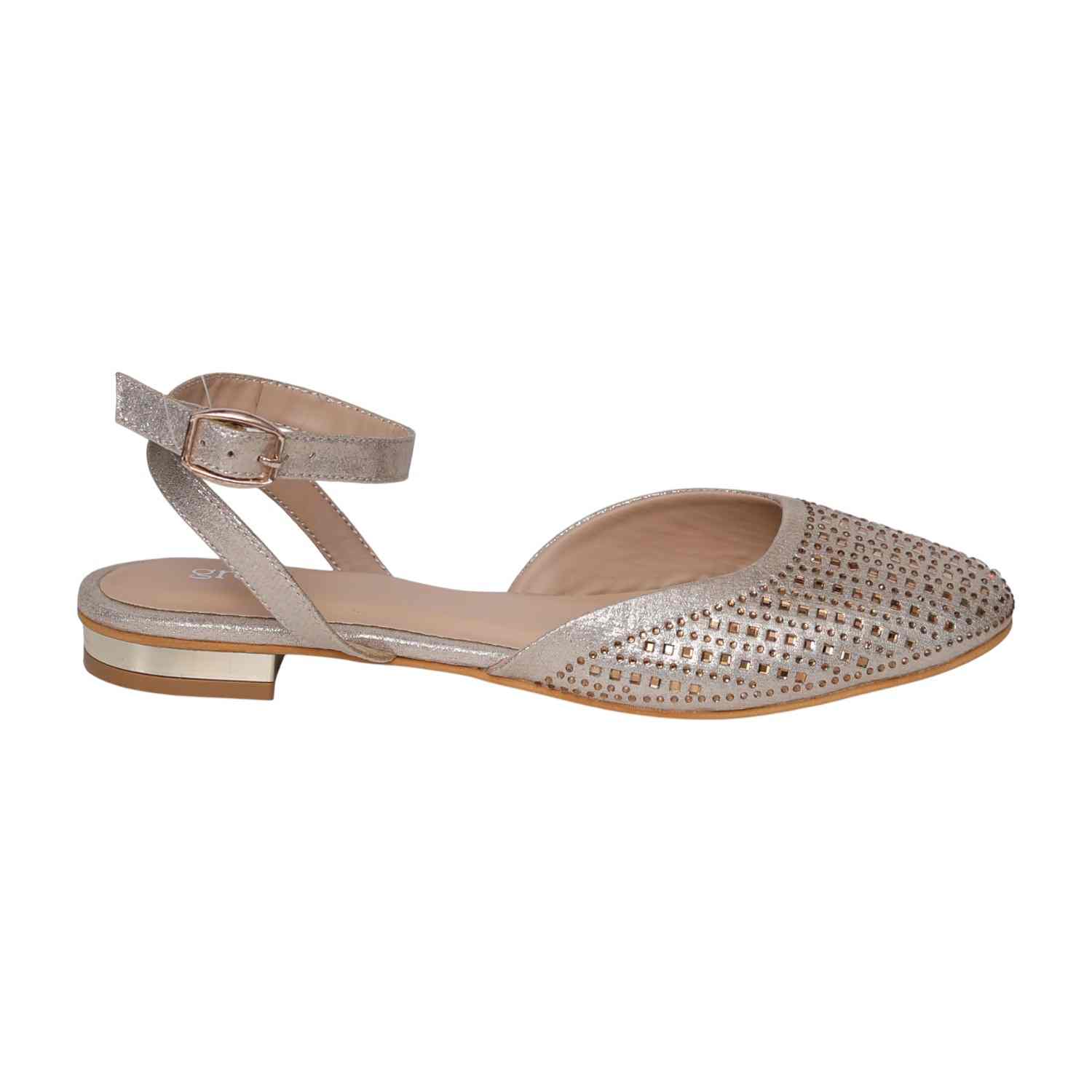 Women's Gold Sparkle Ankle Wrap Sandals
