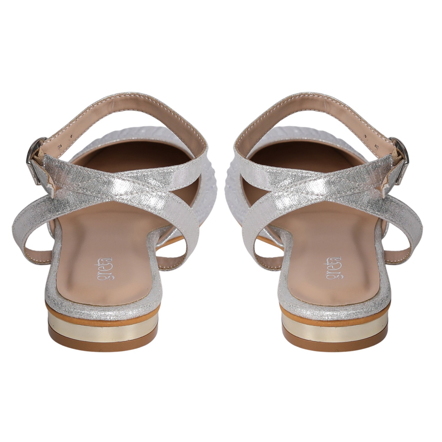 Women's Silver Sparkle Ankle Wrap Sandals