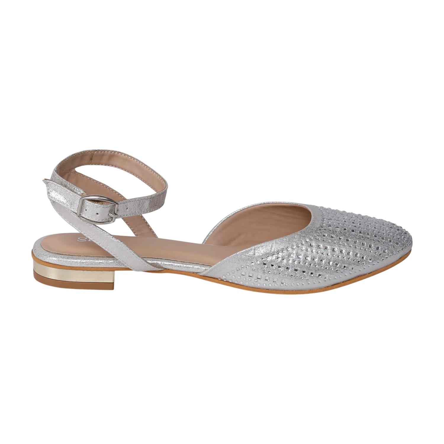 Women's Silver Sparkle Ankle Wrap Sandals