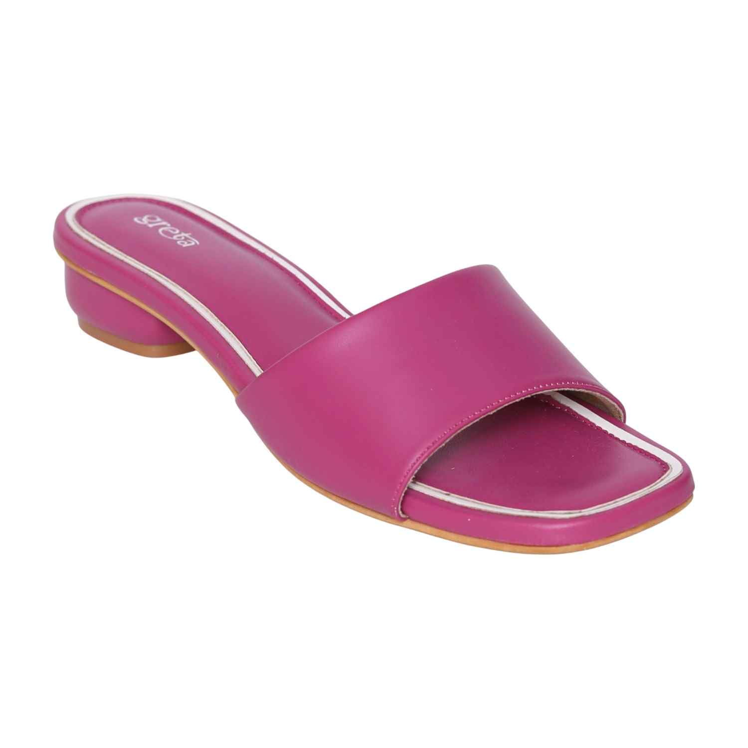 Women’s Stylish Slip-On Purple Slides with Small Heel