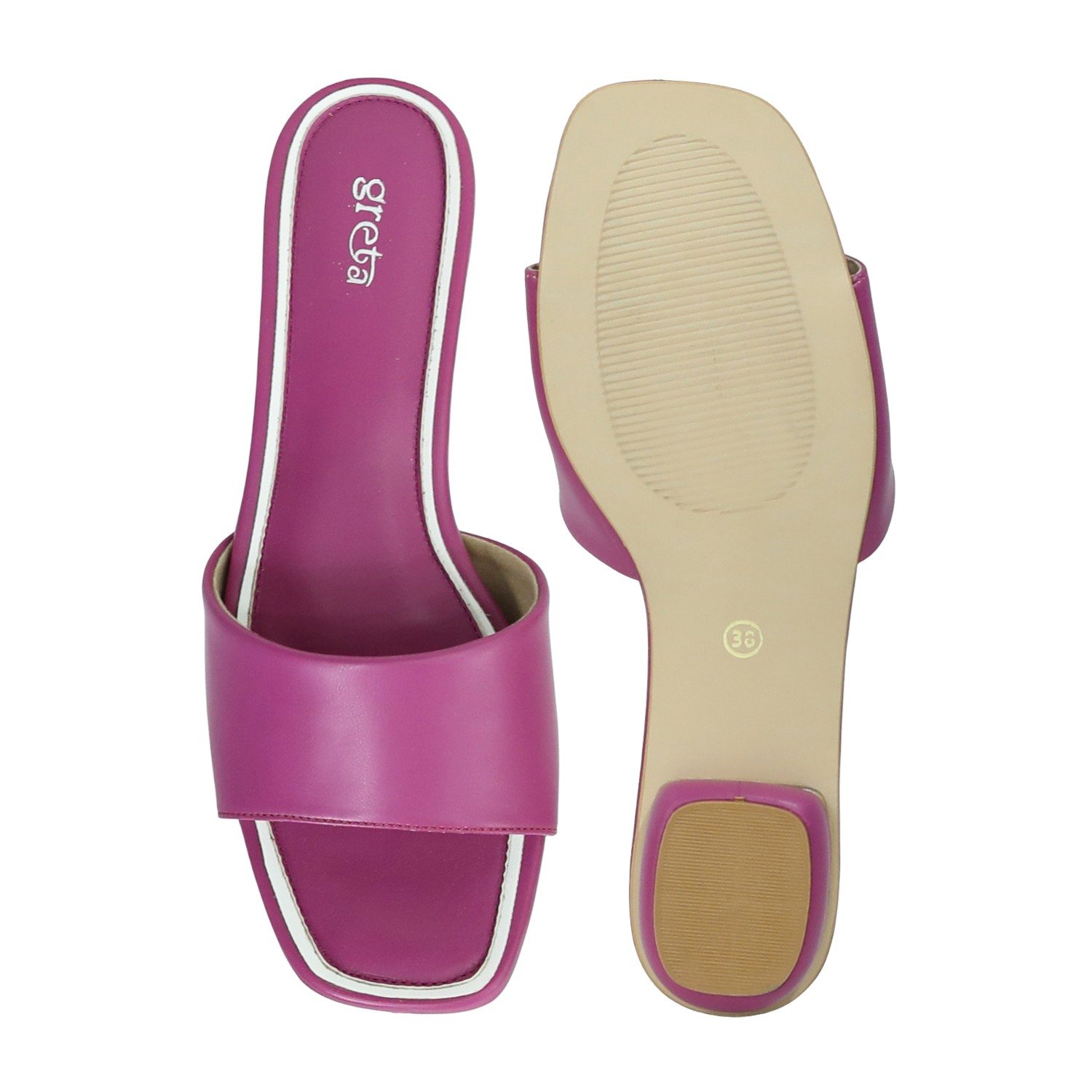 Women’s Stylish Slip-On Purple Slides with Small Heel