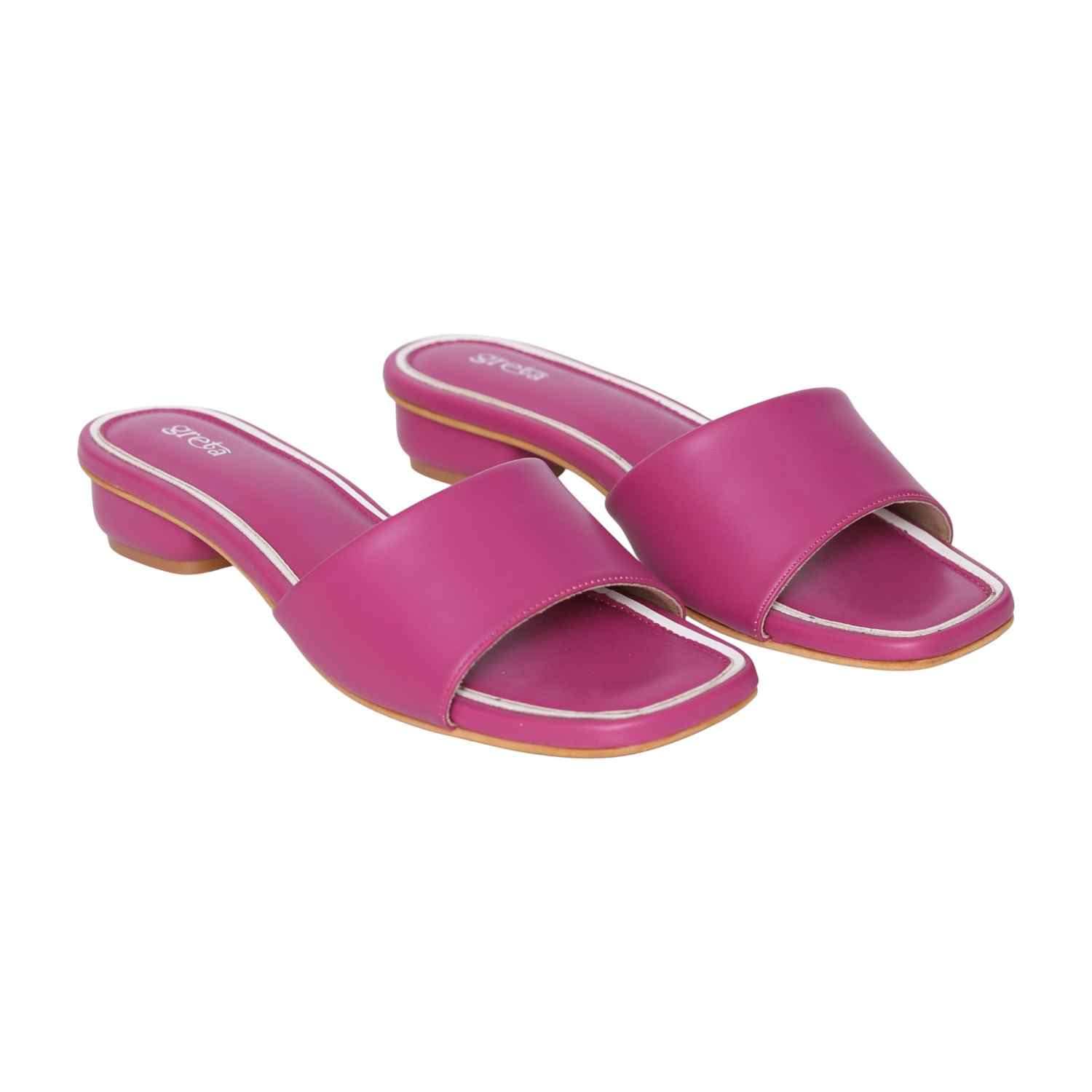 Women’s Stylish Slip-On Purple Slides with Small Heel